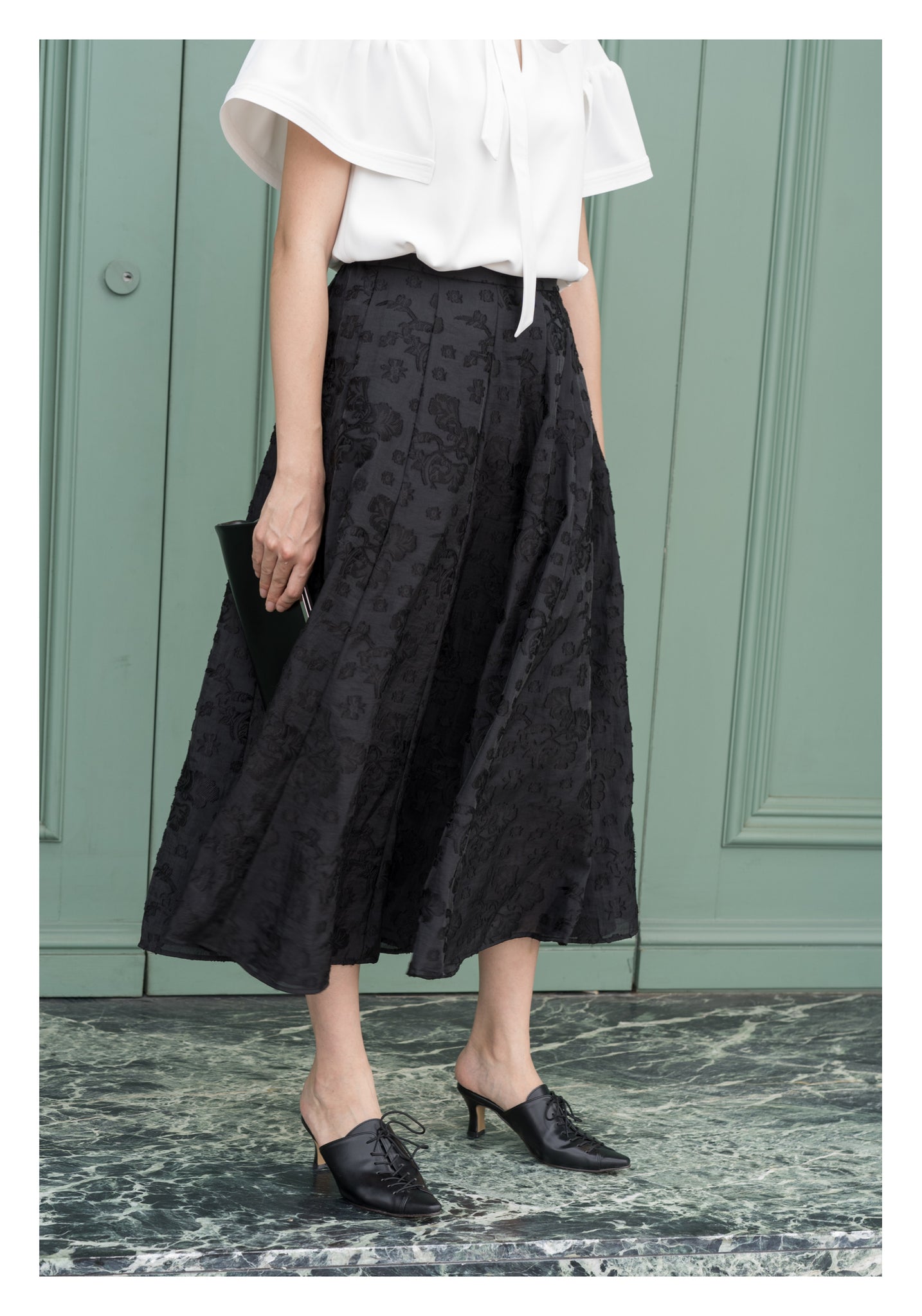 Emma Floral Patched Skirt Black - whoami