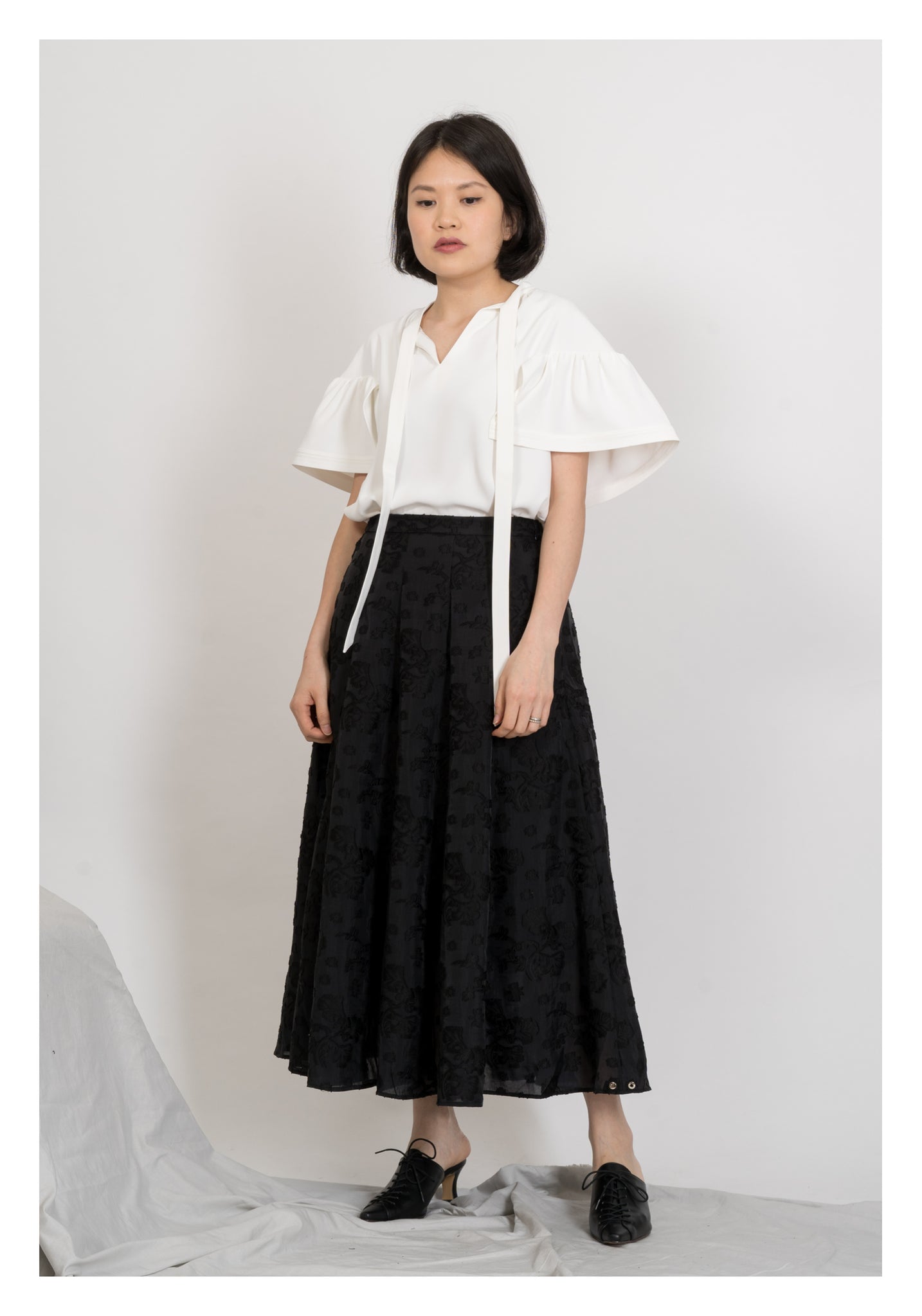 Emma Floral Patched Skirt Black - whoami