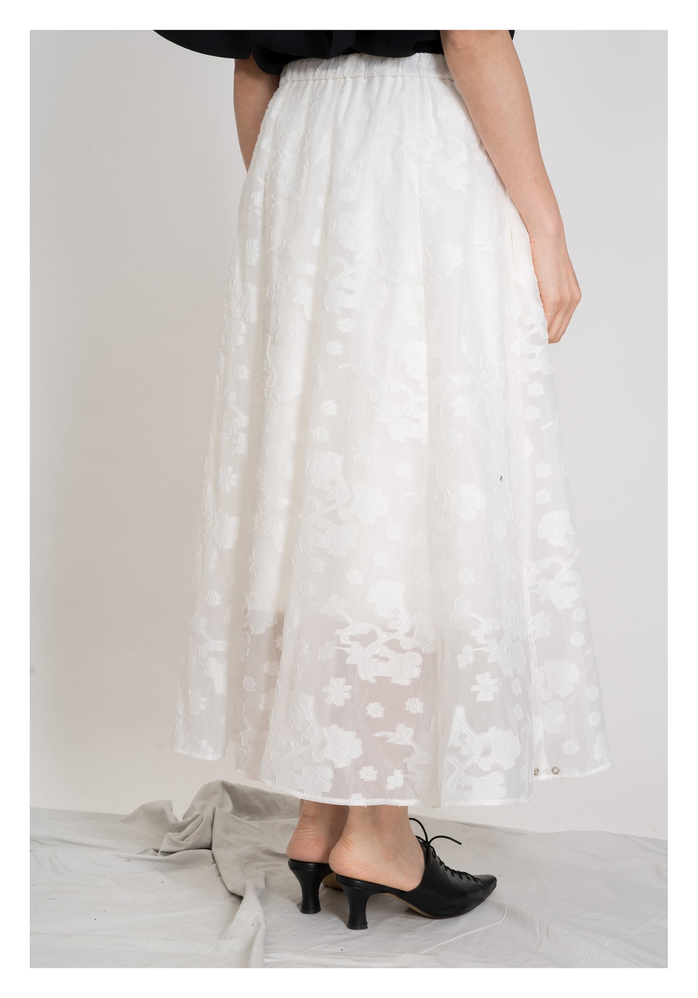 Emma Floral Patched Skirt White - whoami