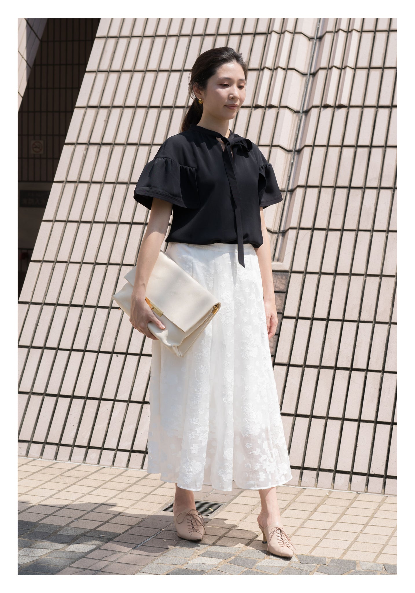 Emma Floral Patched Skirt White - whoami