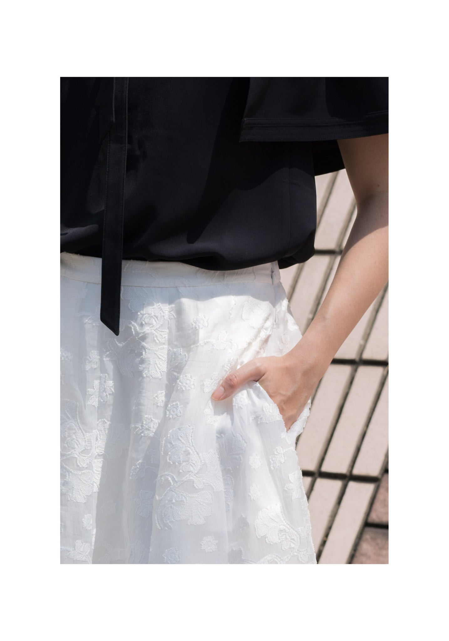 Emma Floral Patched Skirt White - whoami