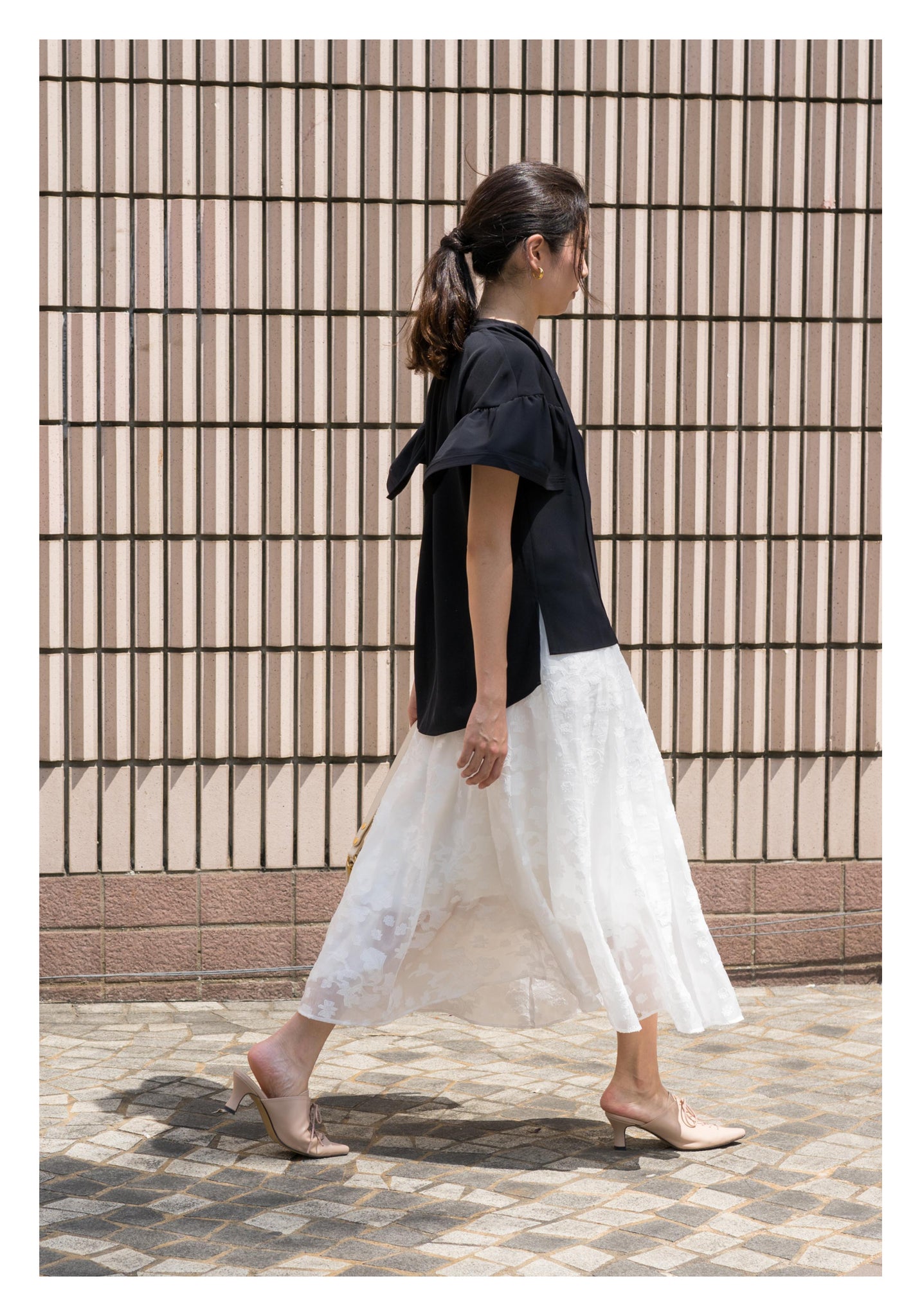 Emma Floral Patched Skirt White - whoami
