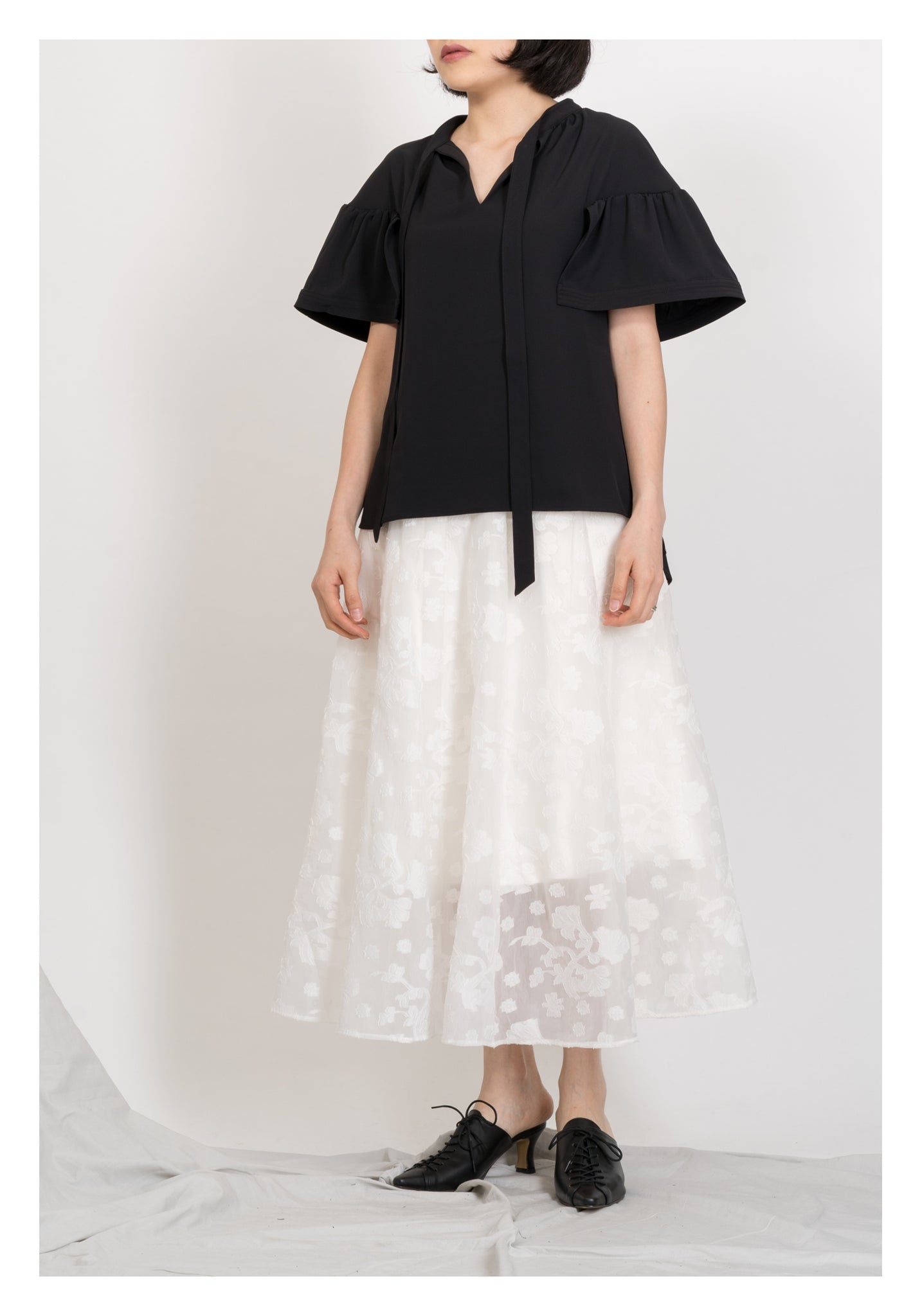 Emma Floral Patched Skirt White - whoami