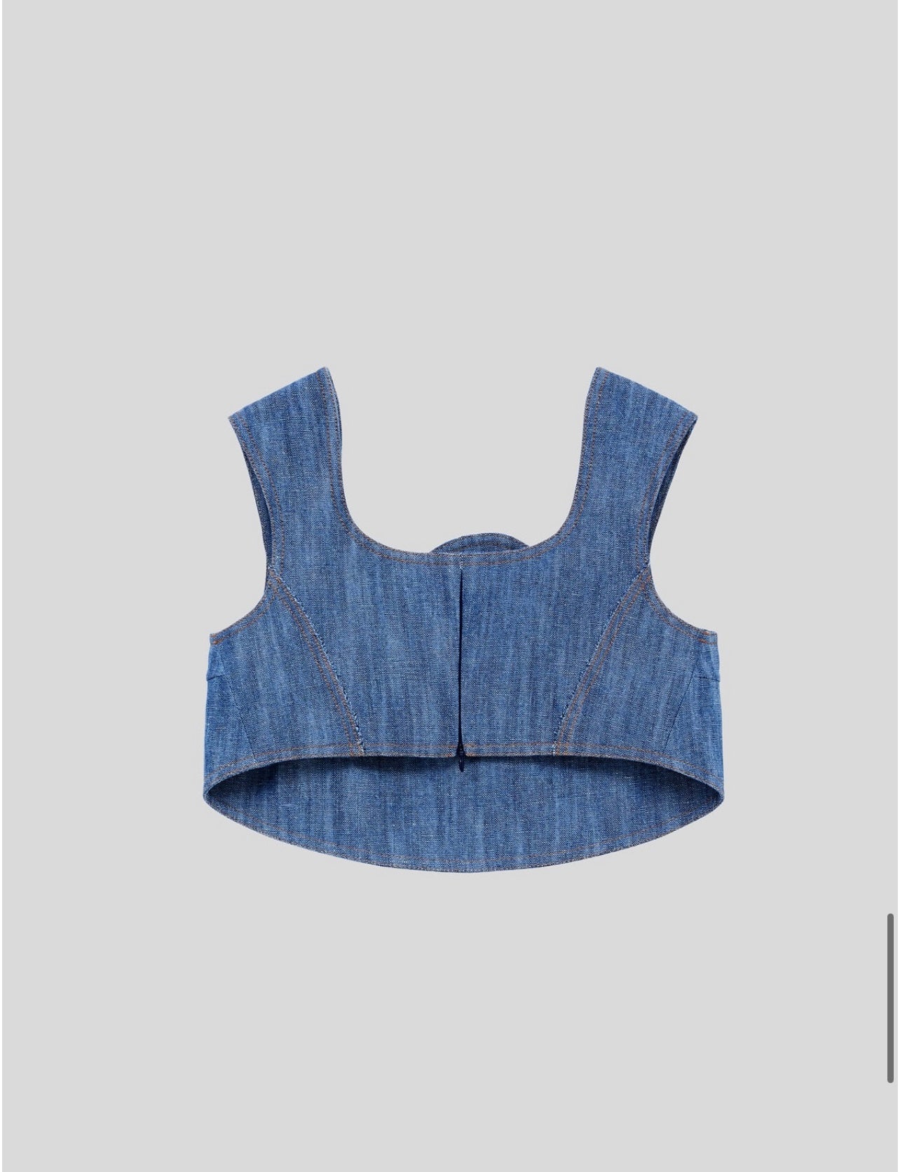 BASTIA COTTON CURVED CROP TOP(BLUE)