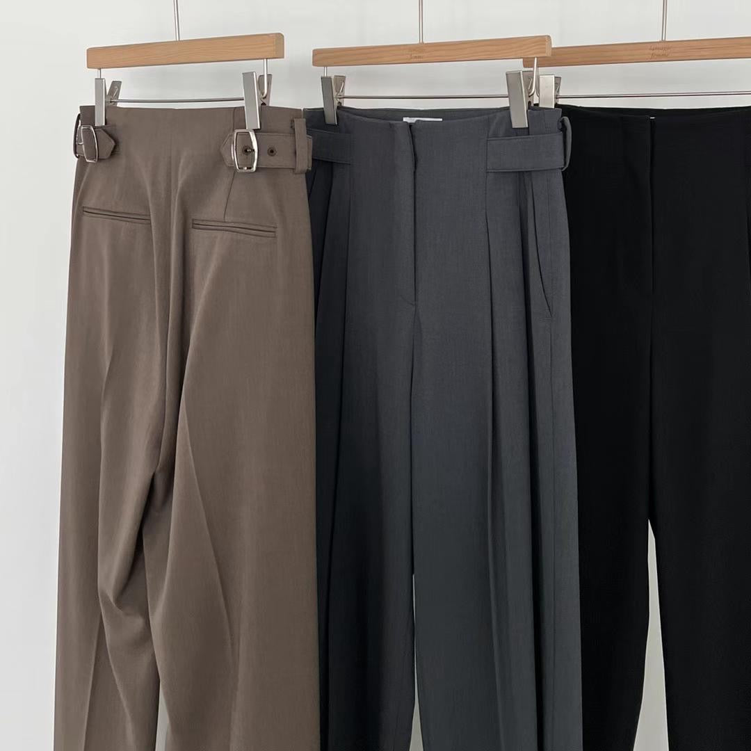 Quality Side Buckle Nice Draping Pants Mocha