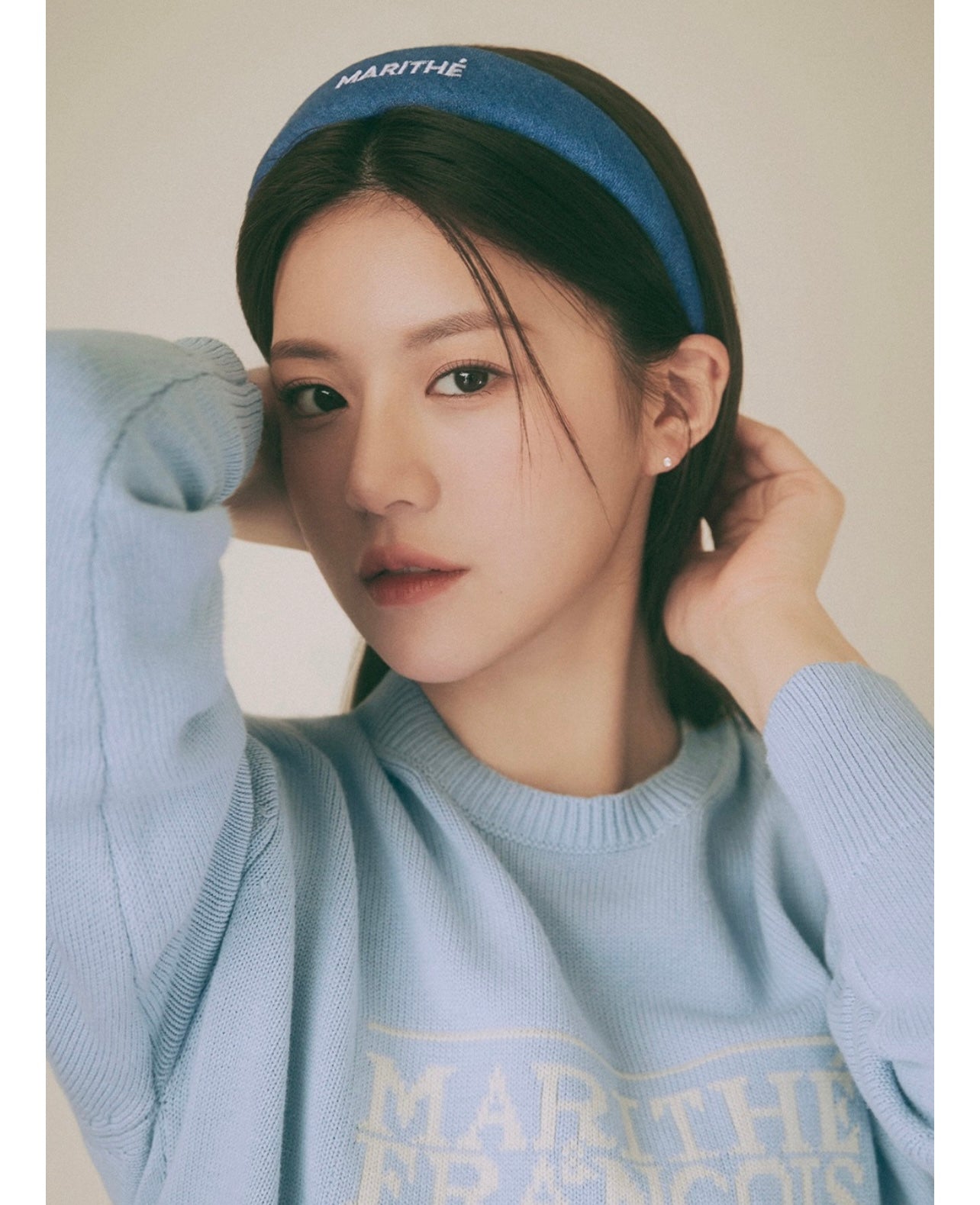 MARITHE DENIM LOGO HAIR BAND BLUE
