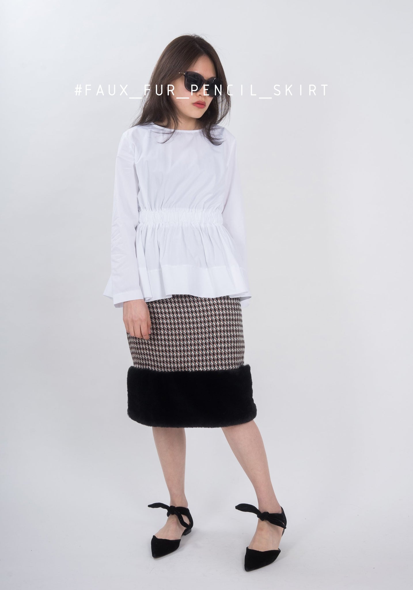 Faux Fur Pencil Skirt Black - whoami