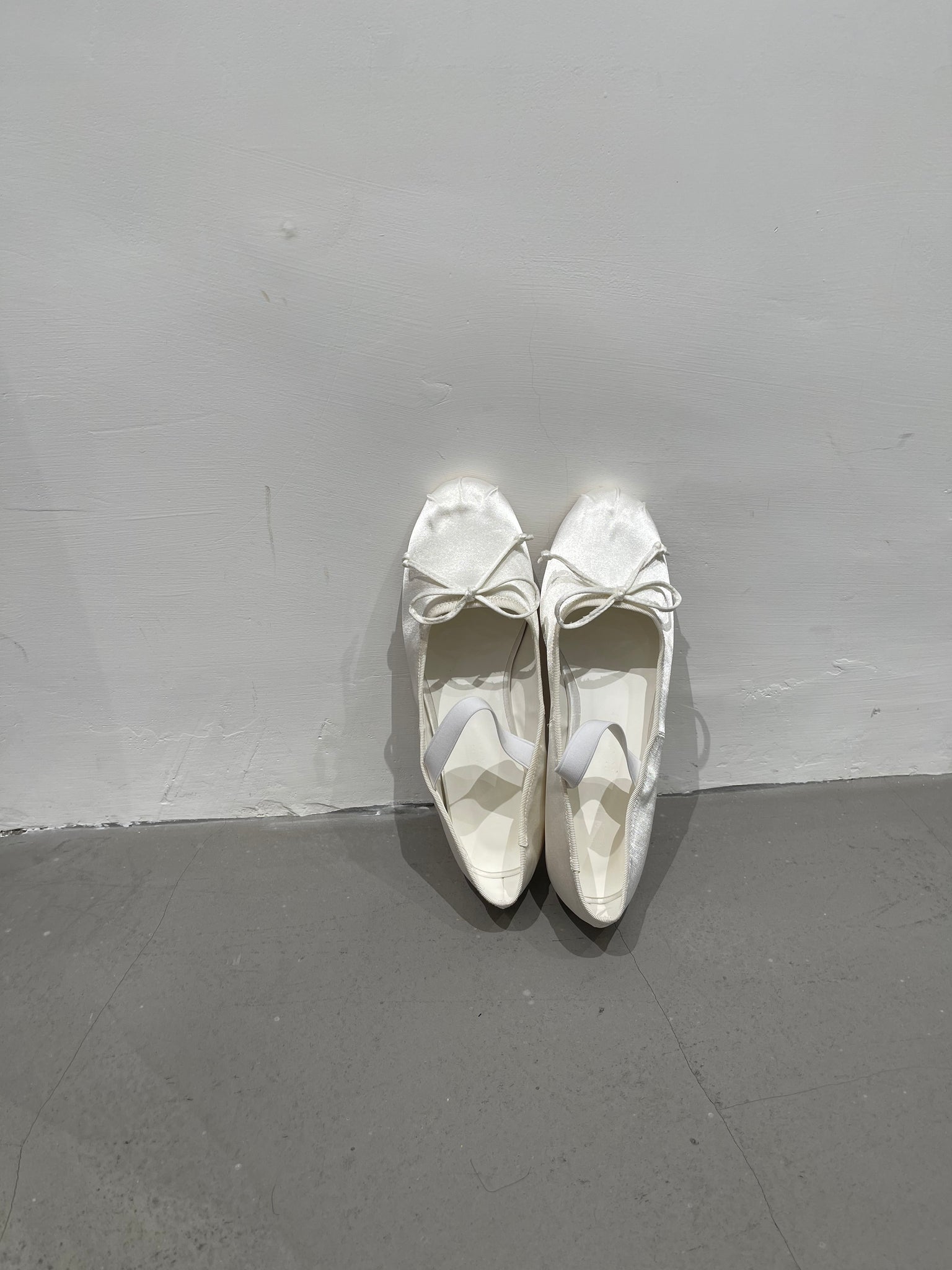Elastic Strap Satin Ballerina White