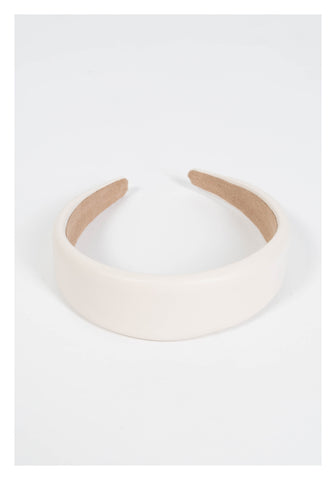 Faux Leather Thick Hairband White