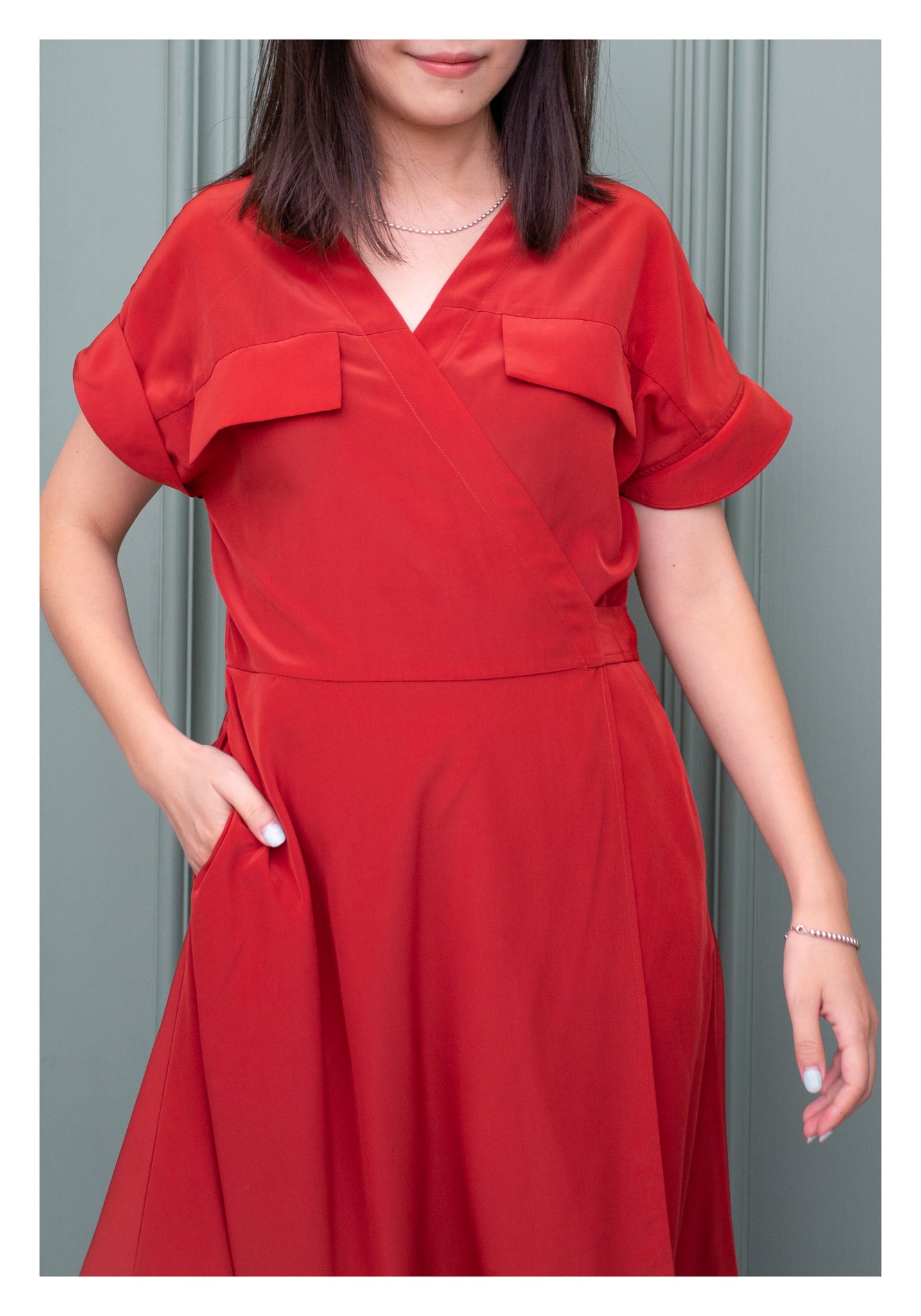 Feminine Cargo Wrap Dress Red - whoami