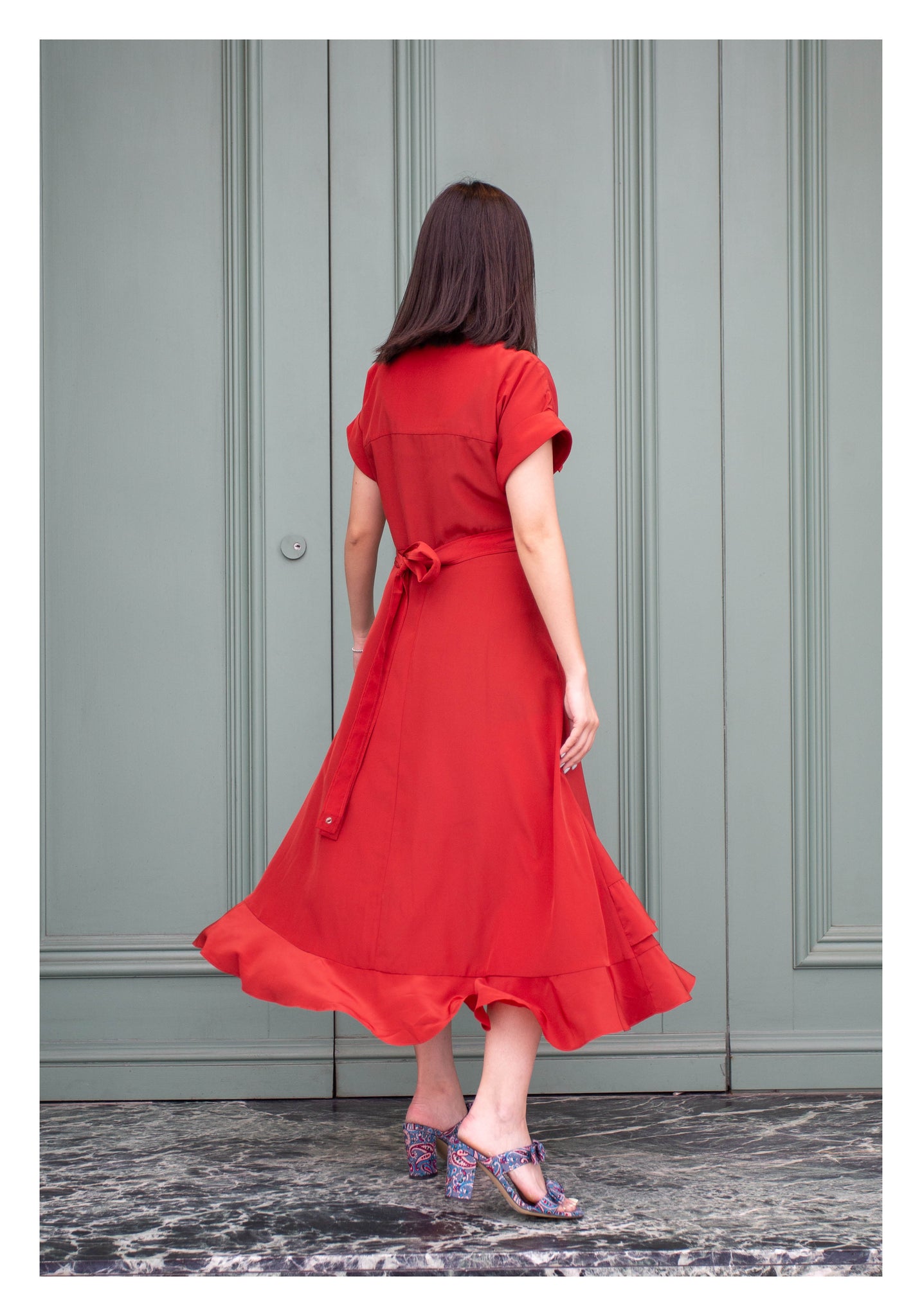 Feminine Cargo Wrap Dress Red - whoami