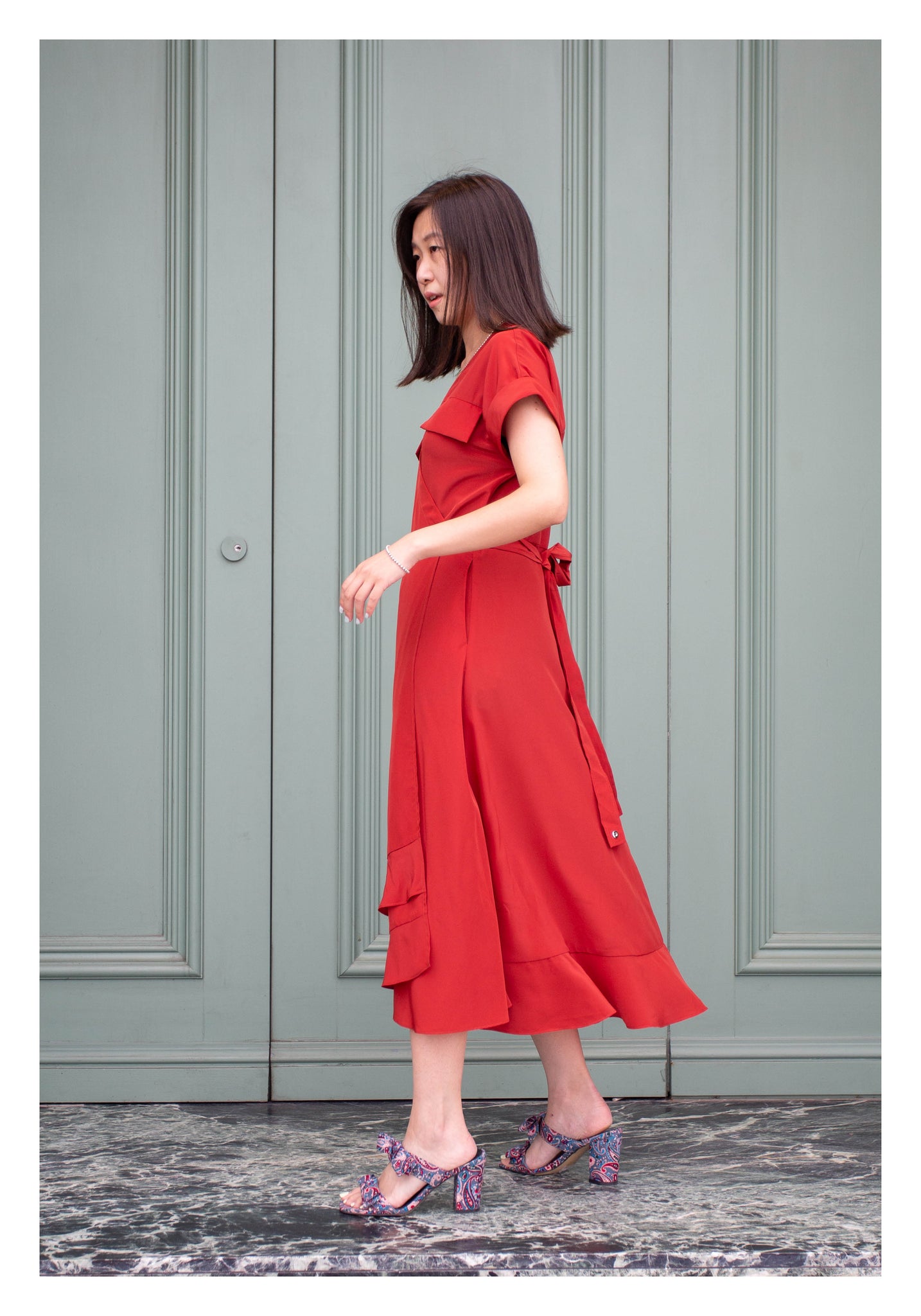 Feminine Cargo Wrap Dress Red - whoami