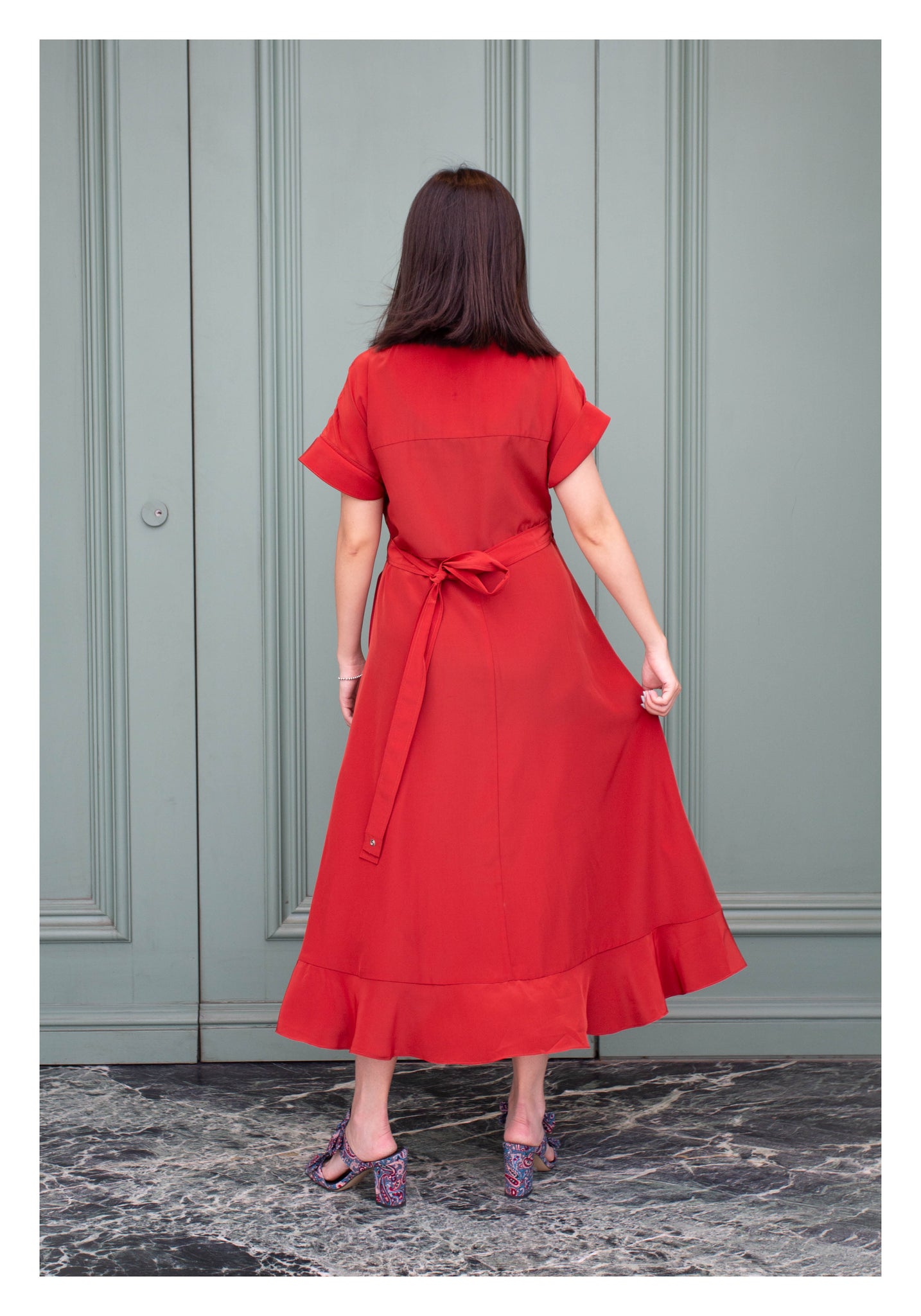 Feminine Cargo Wrap Dress Red - whoami