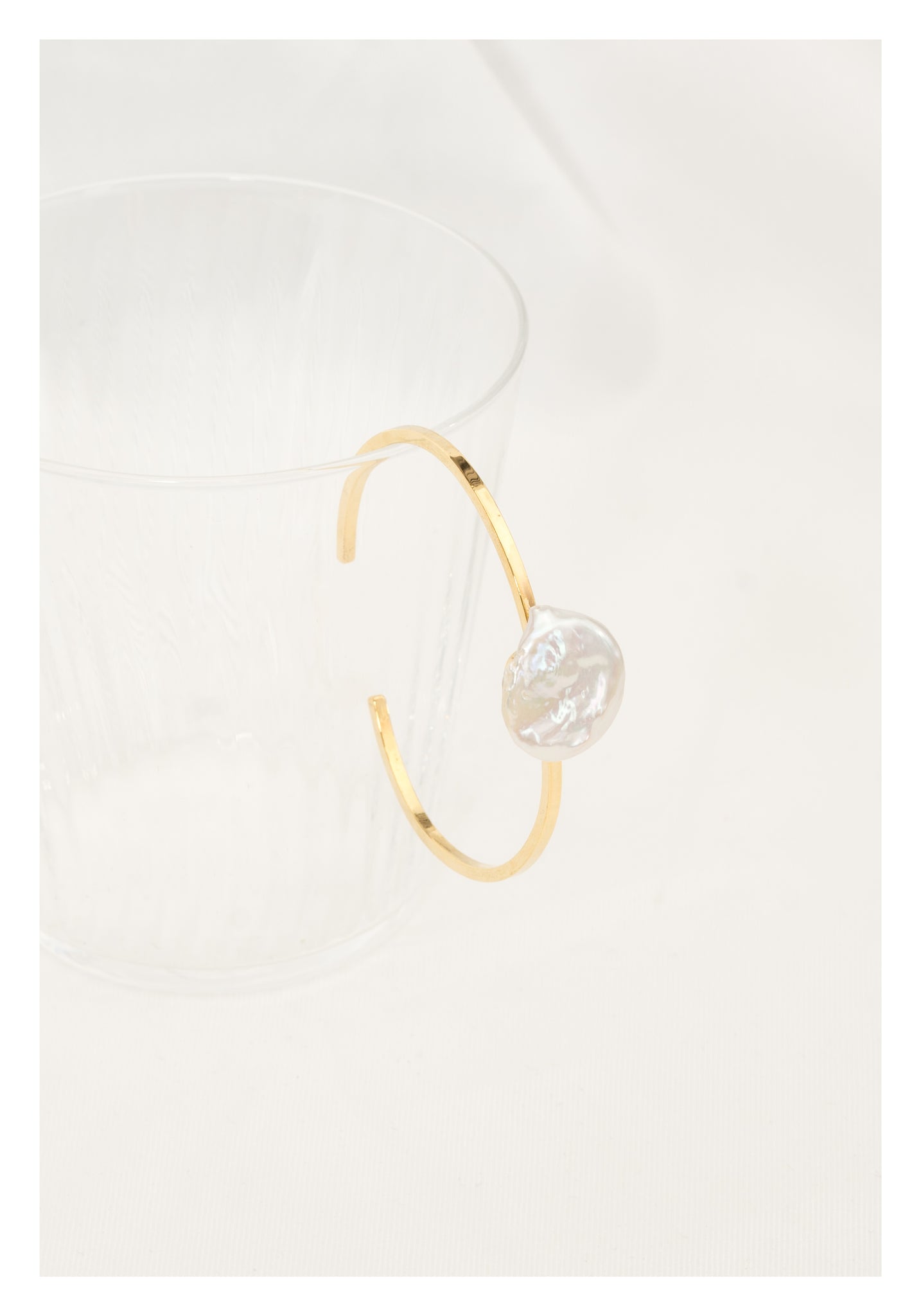 Flat Baroque Pearl Bangle Gold - whoami