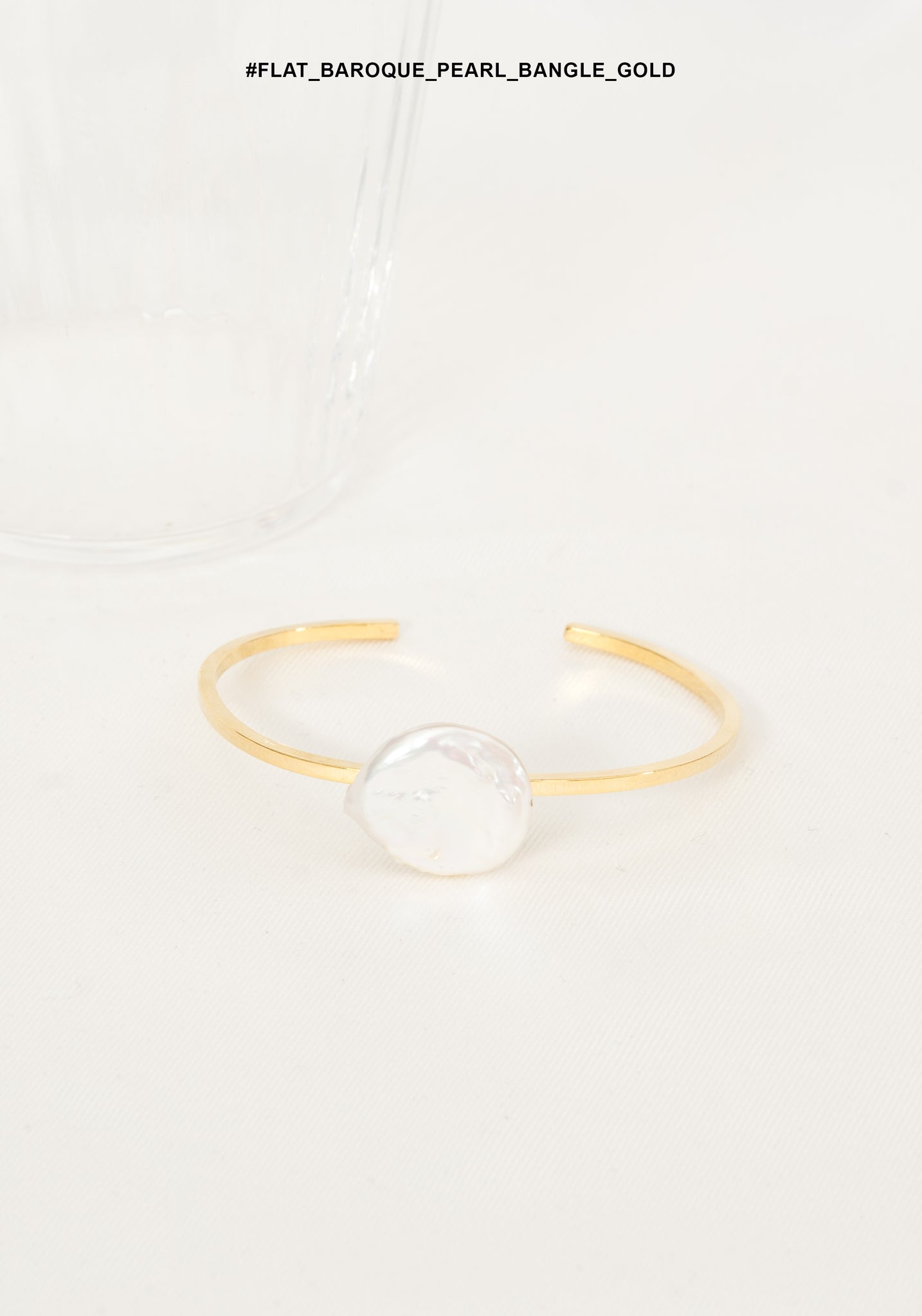 Flat Baroque Pearl Bangle Gold - whoami