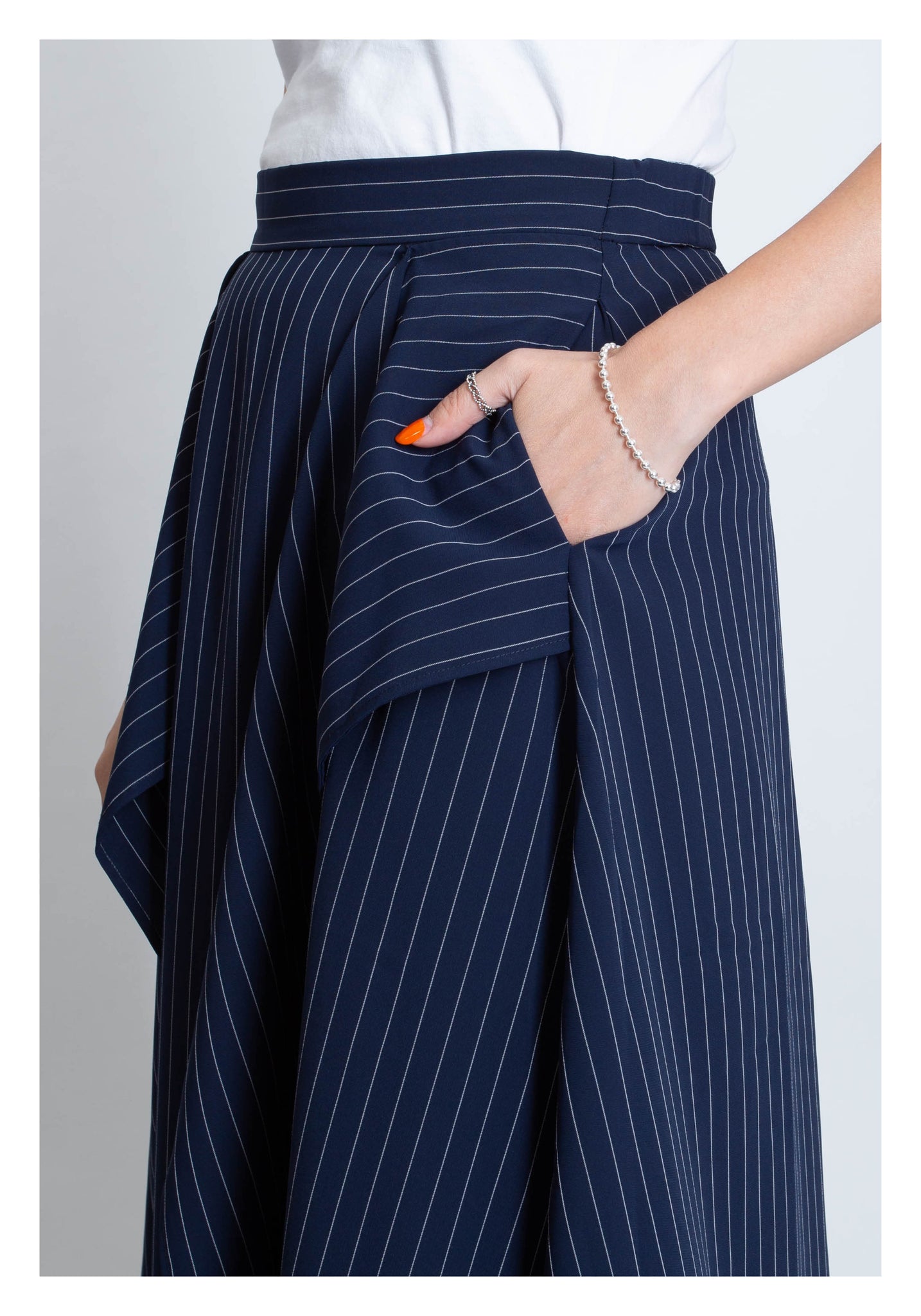 Front Tie Stripe Dripping Skirt Navy - whoami