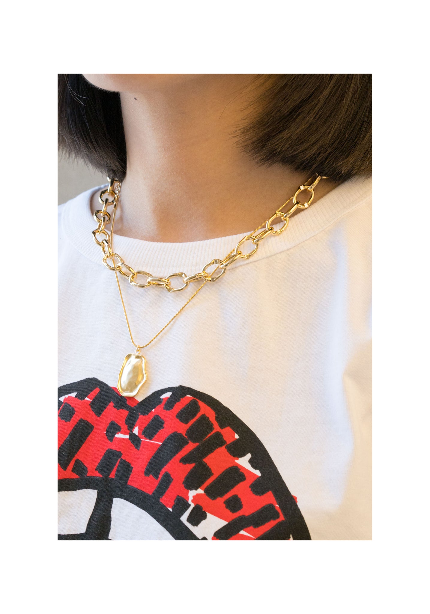 Chain And Organic Pendant Set Necklace - whoami