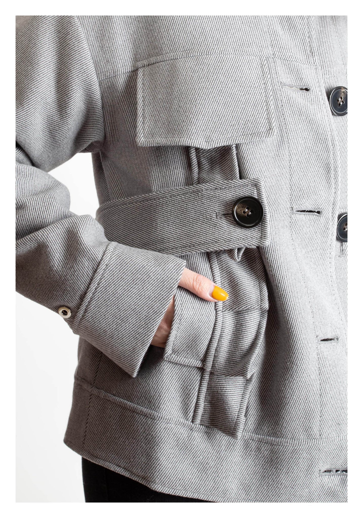 Blocking Belts Jacket Grey - whoami