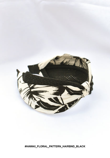 Hawaii Floral Pattern Hairband Black - whoami
