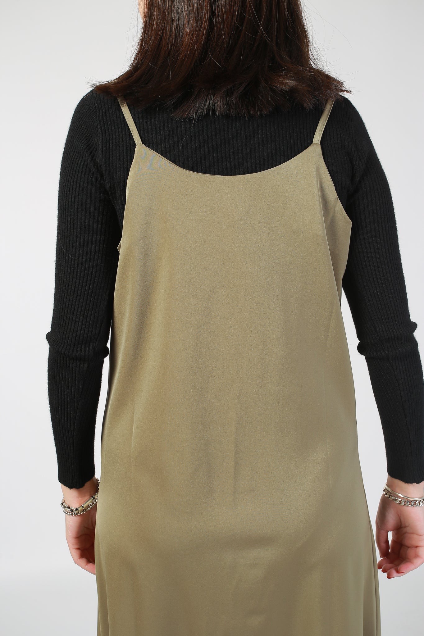 Essential Satin Slip Dress Khaki