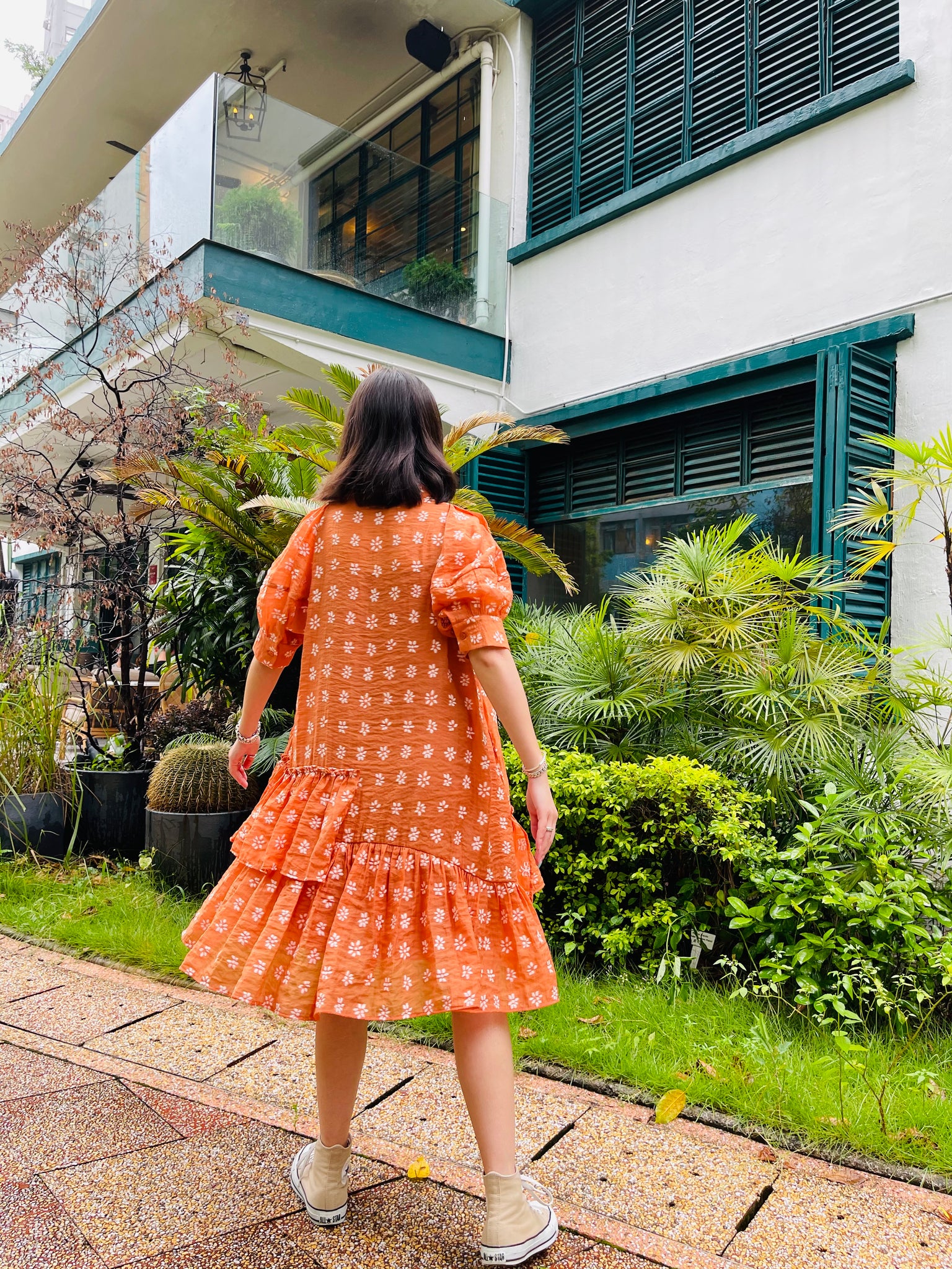 Another Faces Of Blossom Short Dress Orange