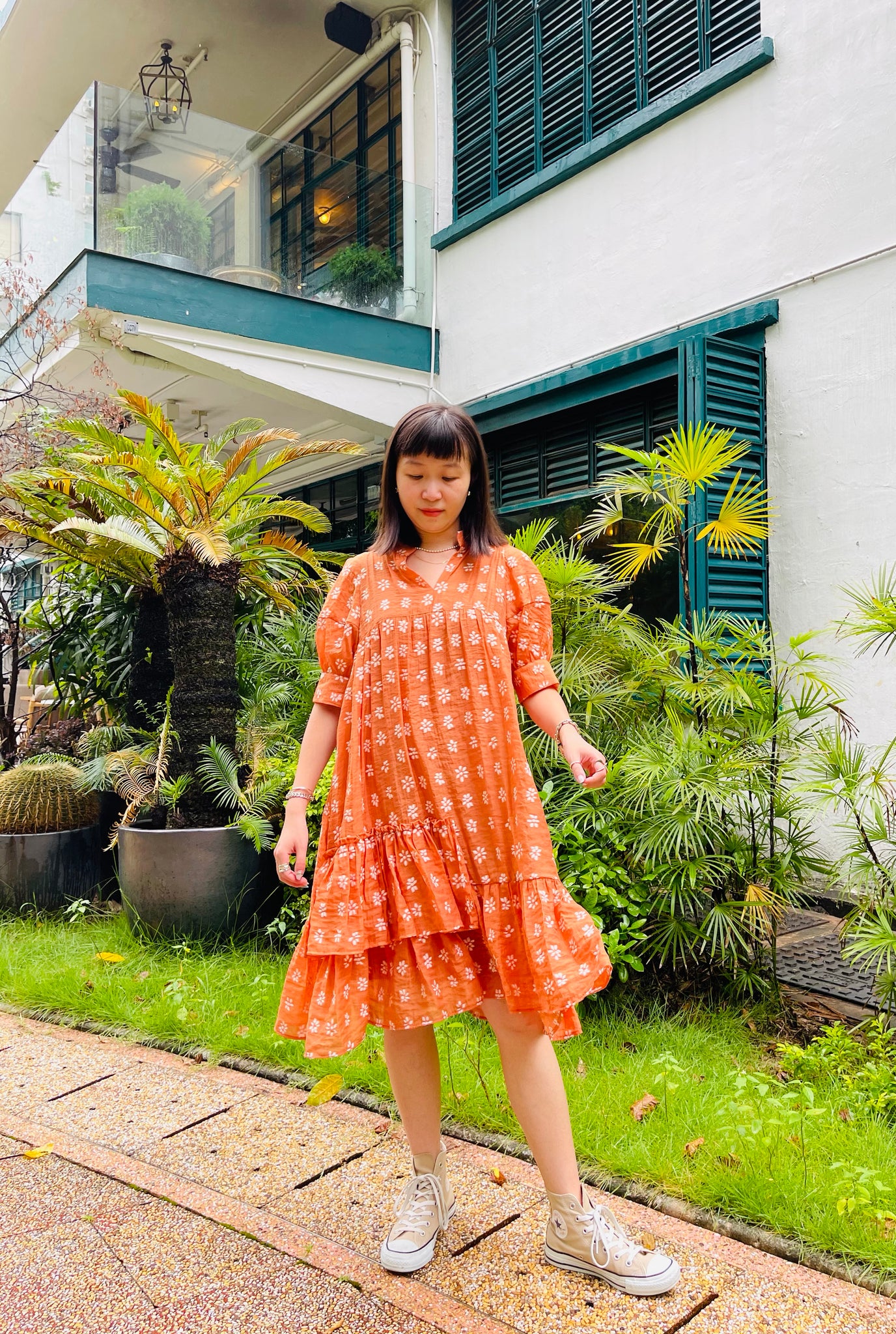 Another Faces Of Blossom Short Dress Orange