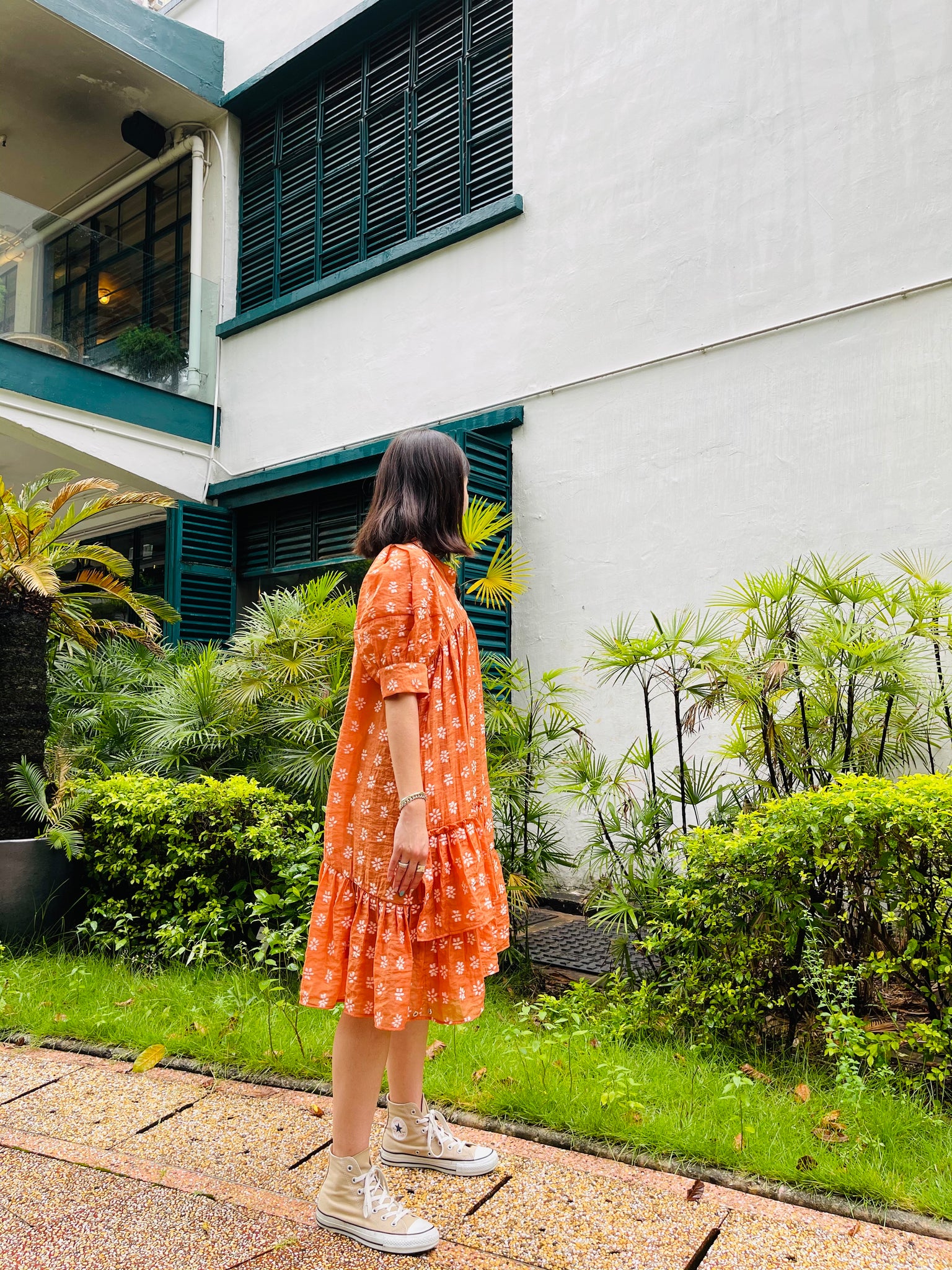 Another Faces Of Blossom Short Dress Orange