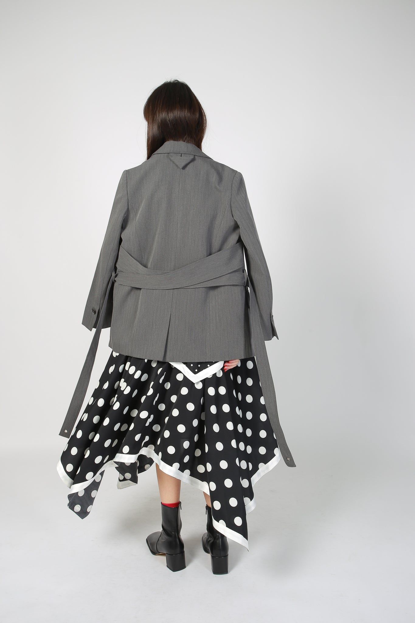 Deluxe Asymmetric Mixed Dot Dress