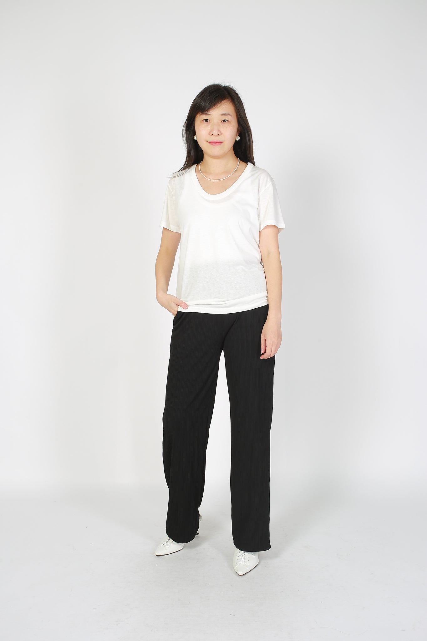 Comfy Ribbed Drape Pants Black