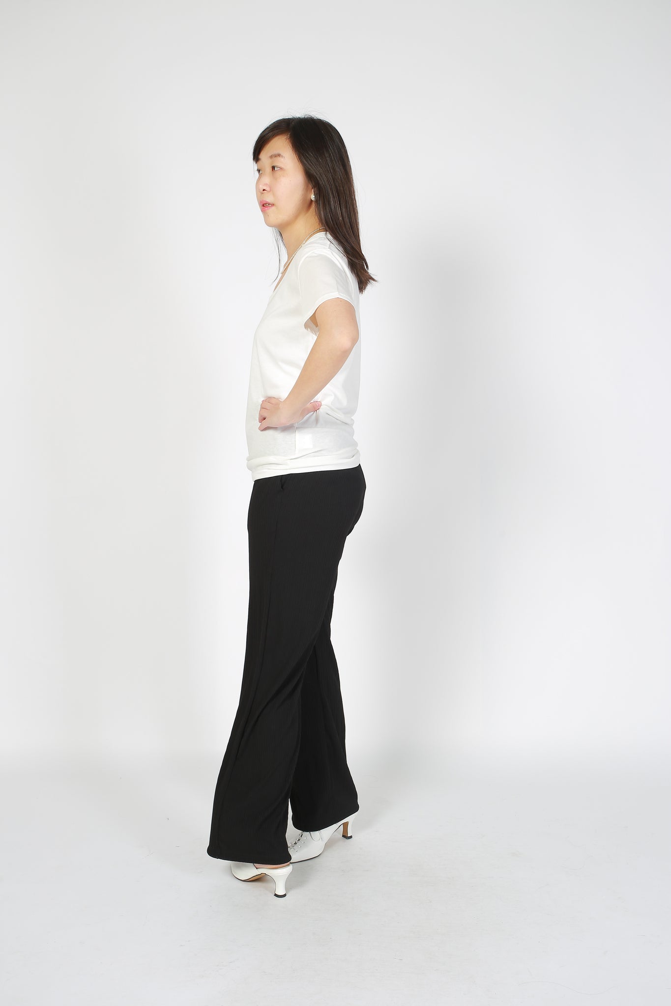 Comfy Ribbed Drape Pants Black