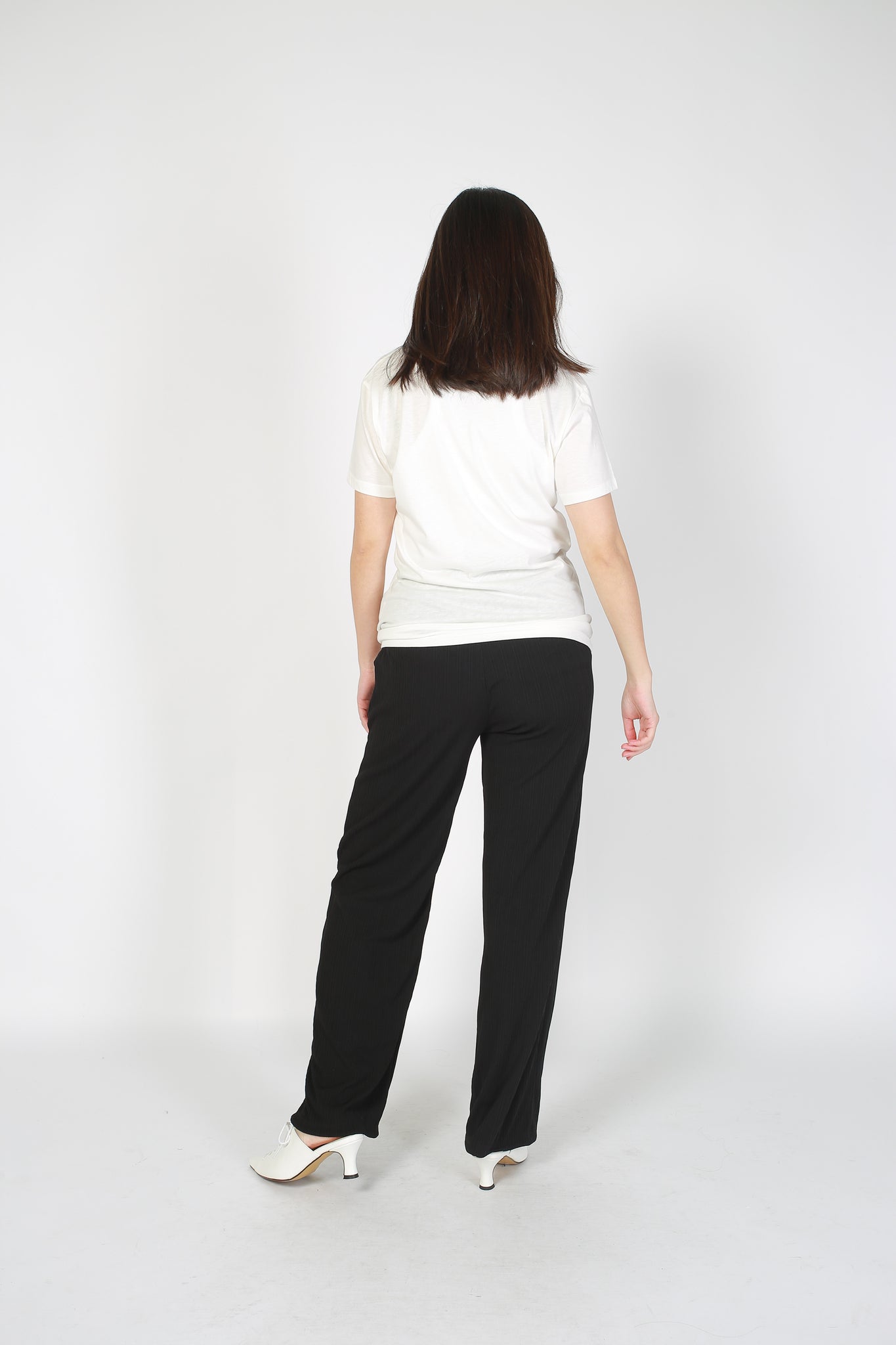 Comfy Ribbed Drape Pants Black