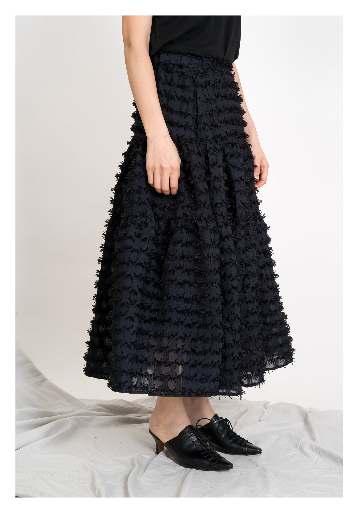 Kaia Tiered Skirt Black - whoami