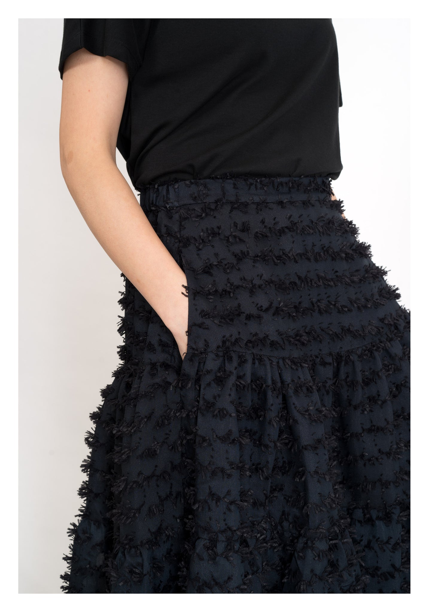Kaia Tiered Skirt Black - whoami