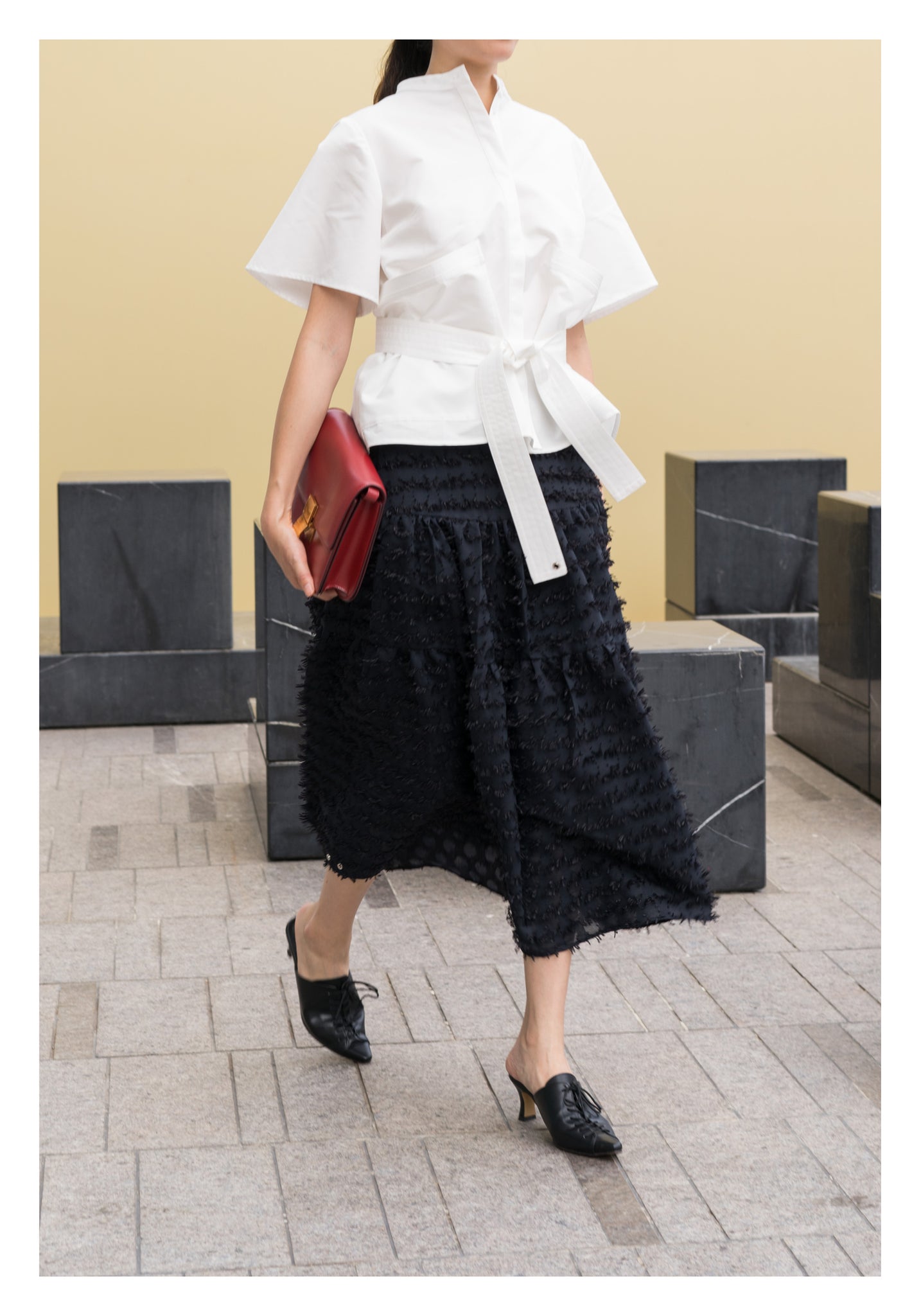 Kaia Tiered Skirt Black - whoami