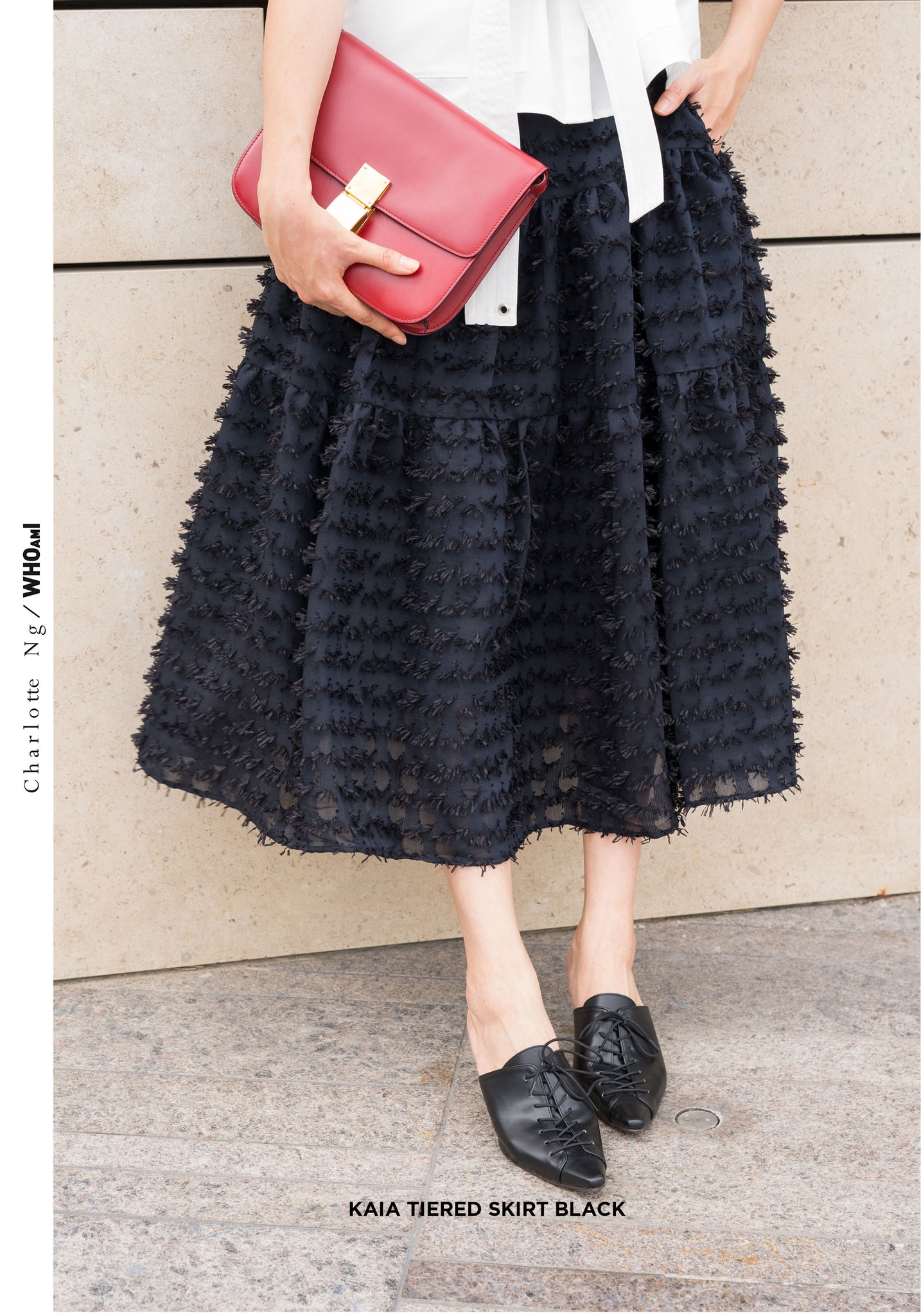 Kaia Tiered Skirt Black - whoami