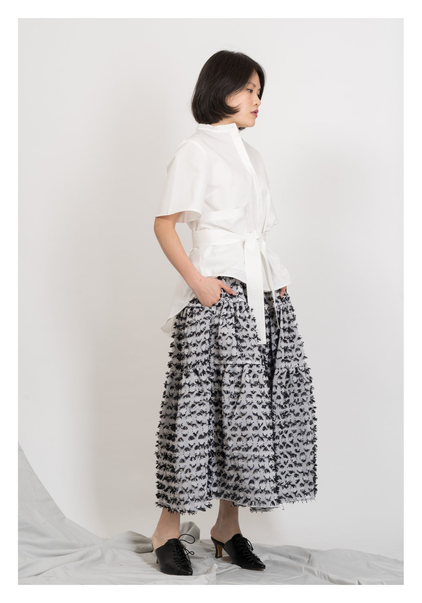 Kaia Tiered Skirt White - whoami