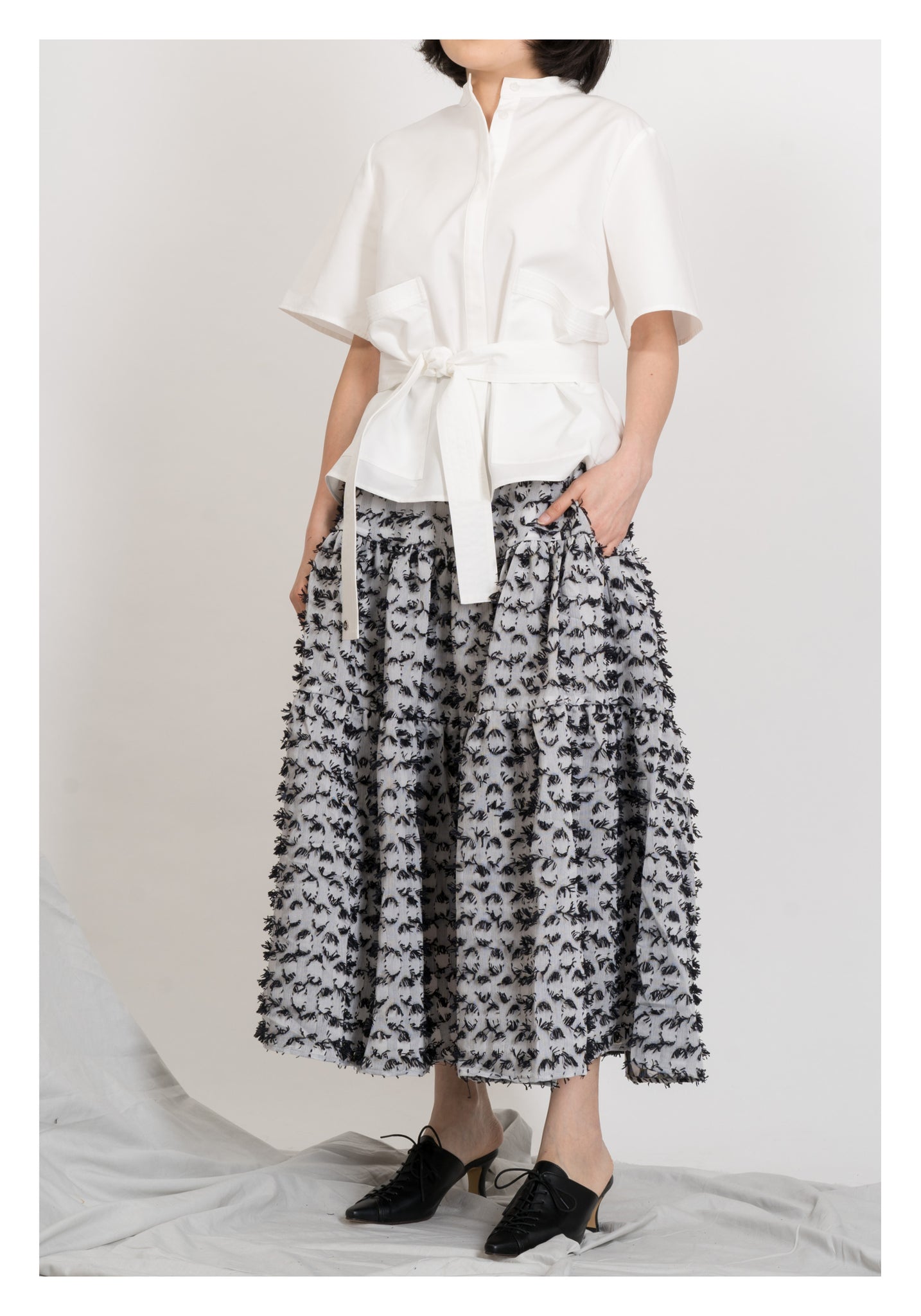 Kaia Tiered Skirt White - whoami