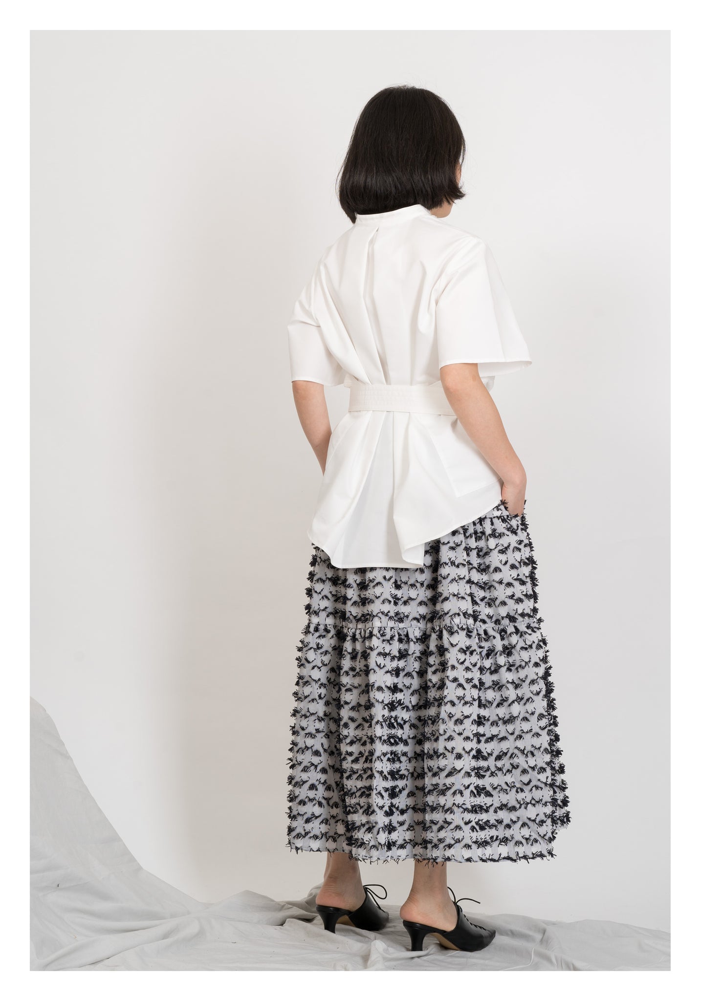 Kaia Tiered Skirt White - whoami