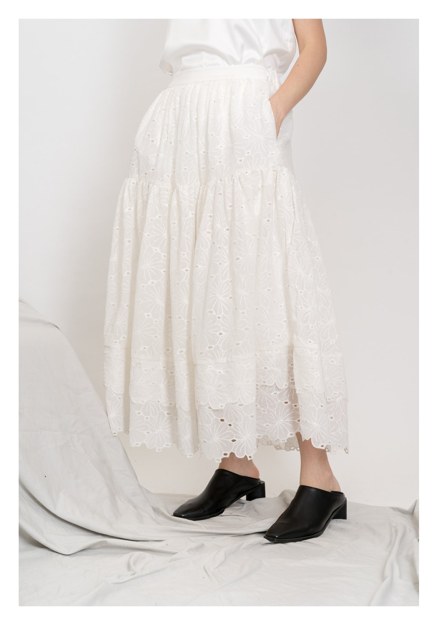 Kate Tiered Skirt White - whoami