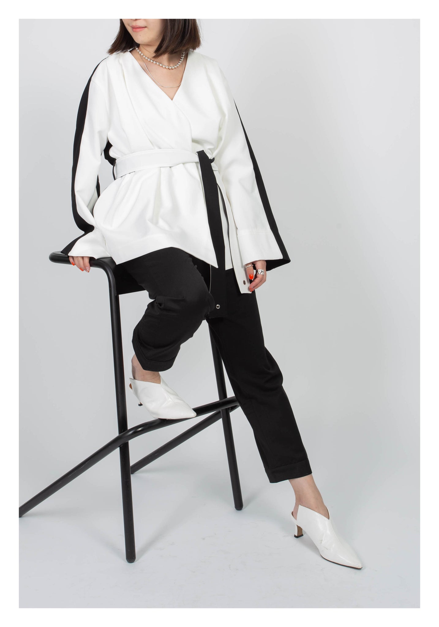 Lady Boss Paneled Wrap Jacket Black