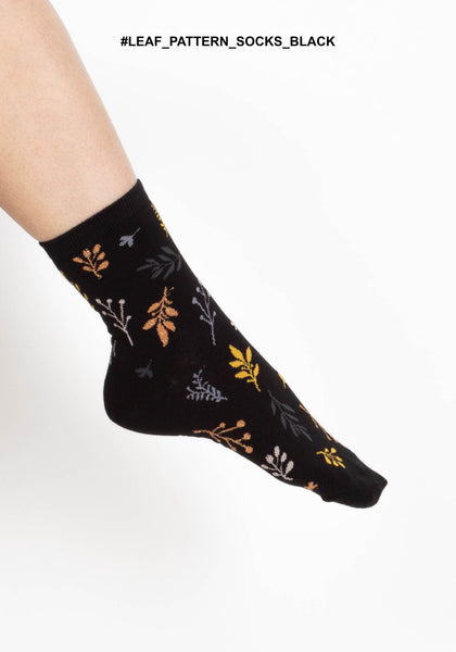 Leaf Pattern Socks Black - whoami