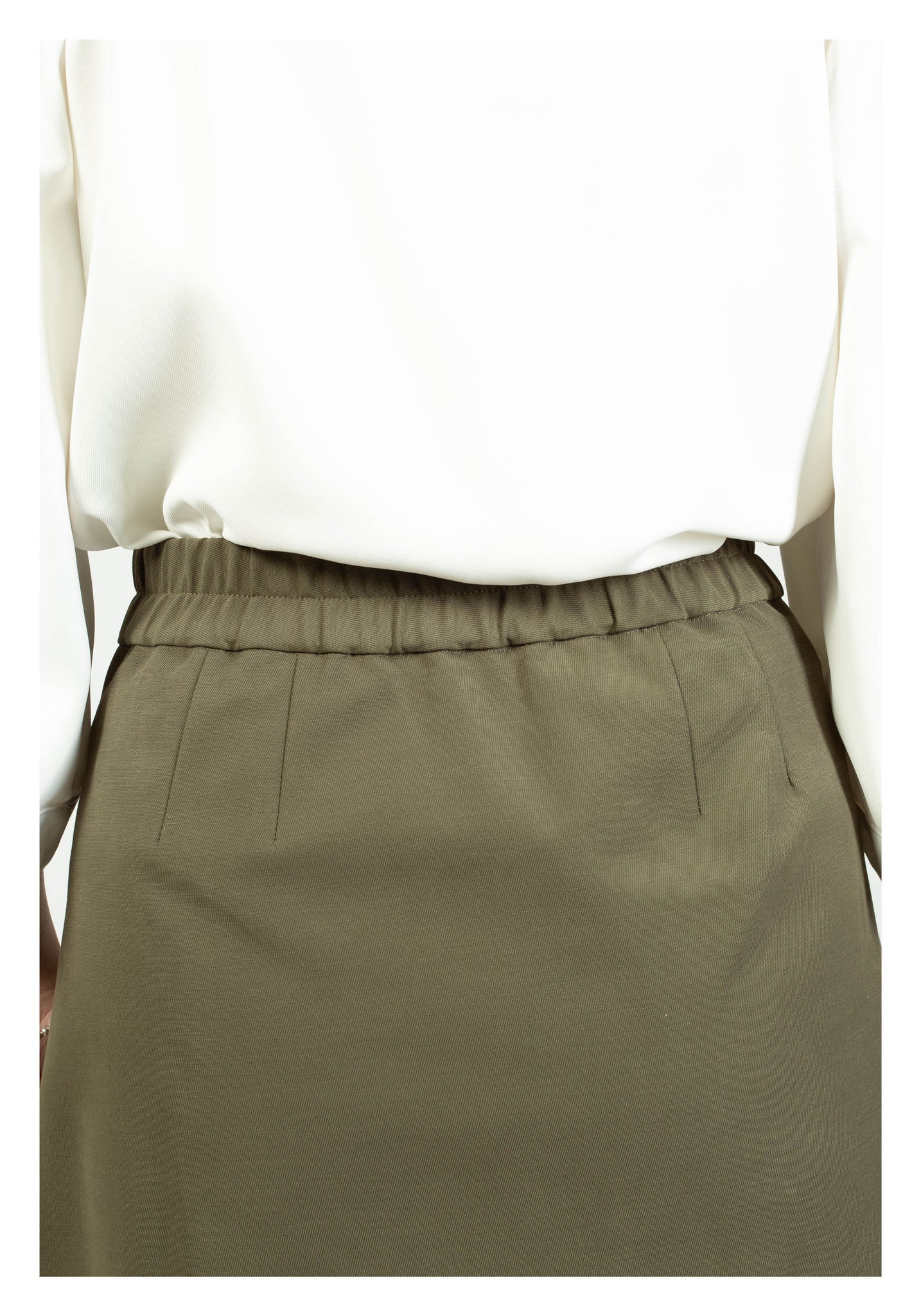 Ruffle Trims Just Fit A-Line Skirt Military Green