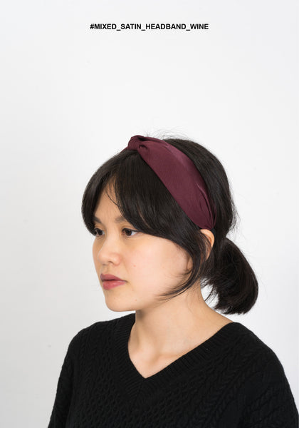 Mixed Satin Knot Wide Headband Wine - whoami