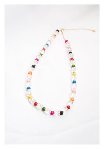 Mixed Colour Beads With Bold Transparent Beads Necklace - whoami