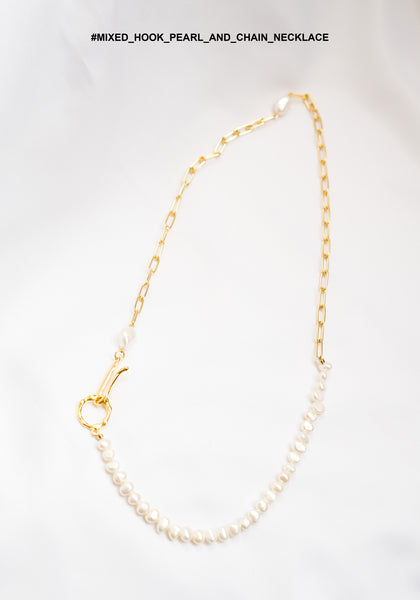Mixed Hook Pearl And Chain Necklace - whoami