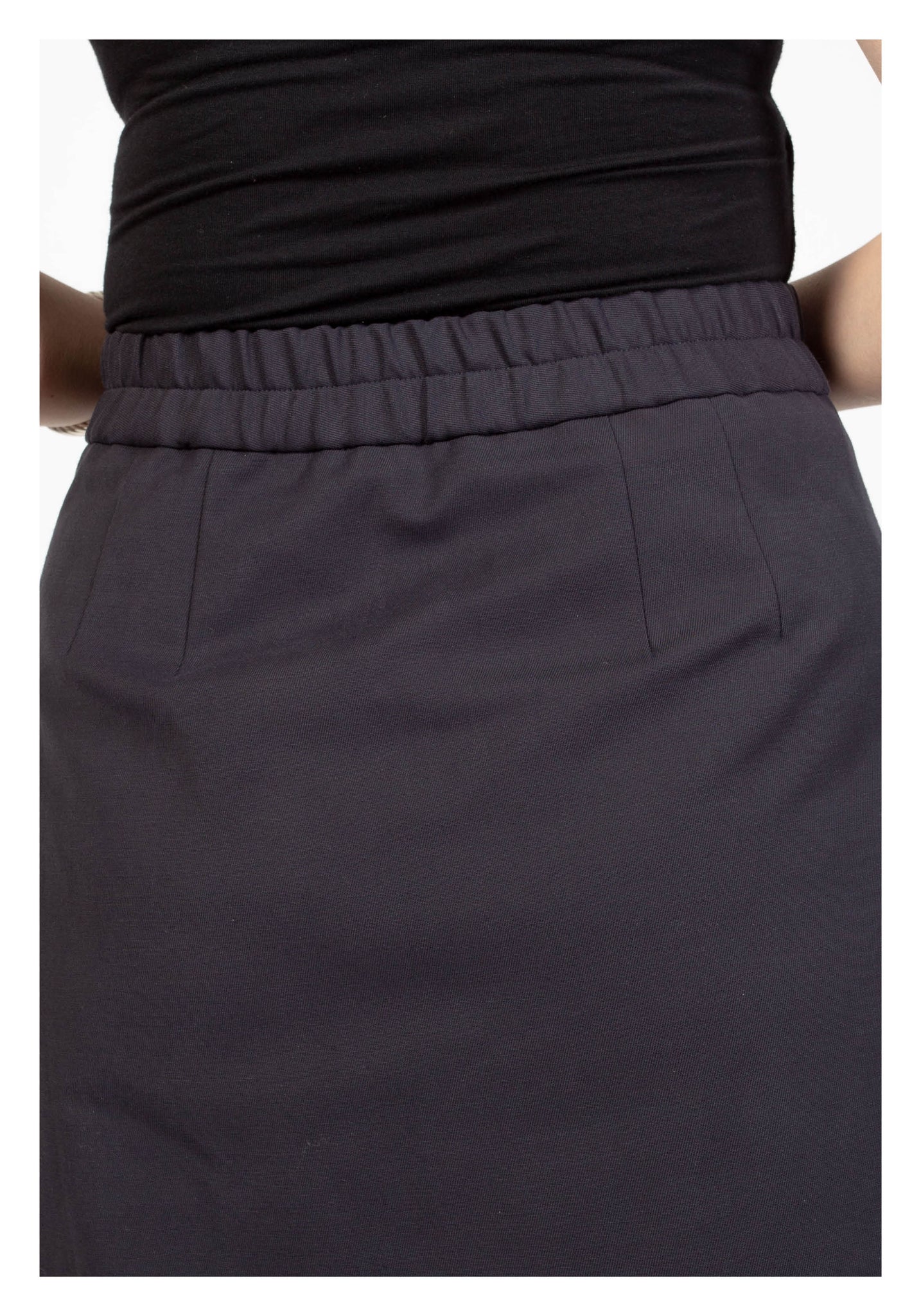 Ruffle Trims Just Fit A-Line Skirt Navy