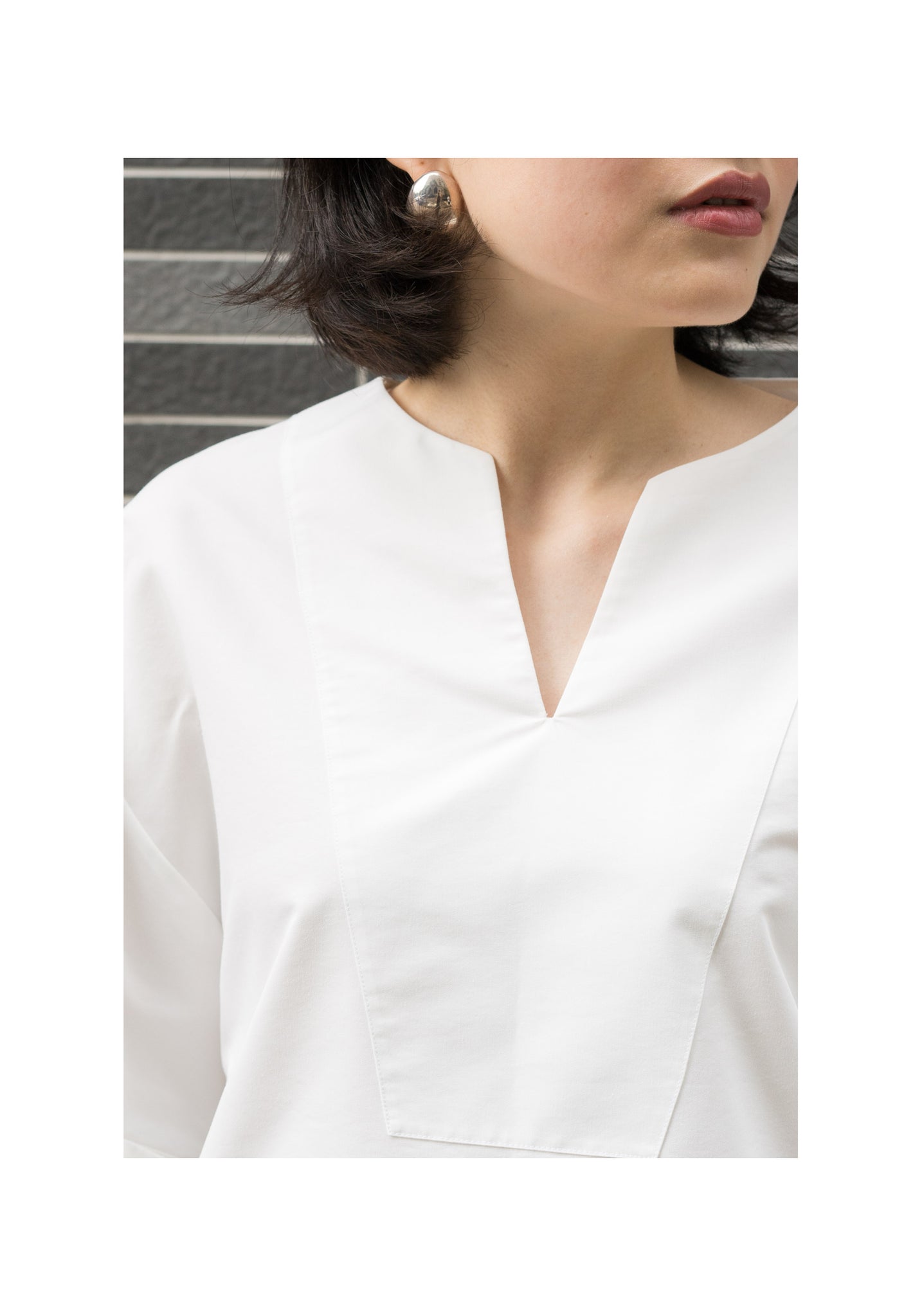 Open Collar Step Blouse White - whoami