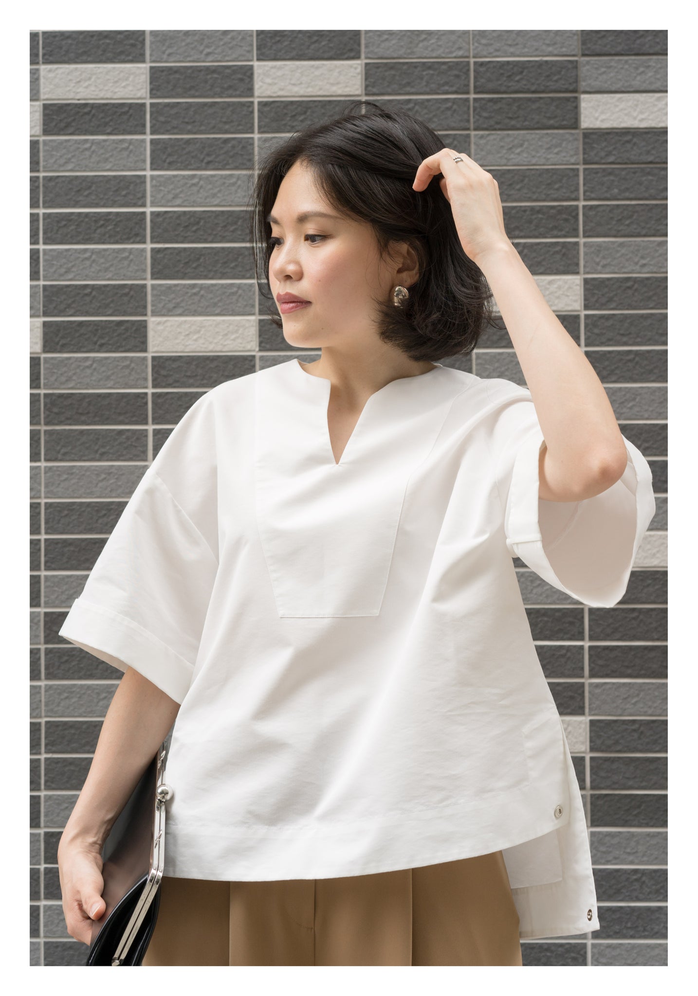 Open Collar Step Blouse White - whoami