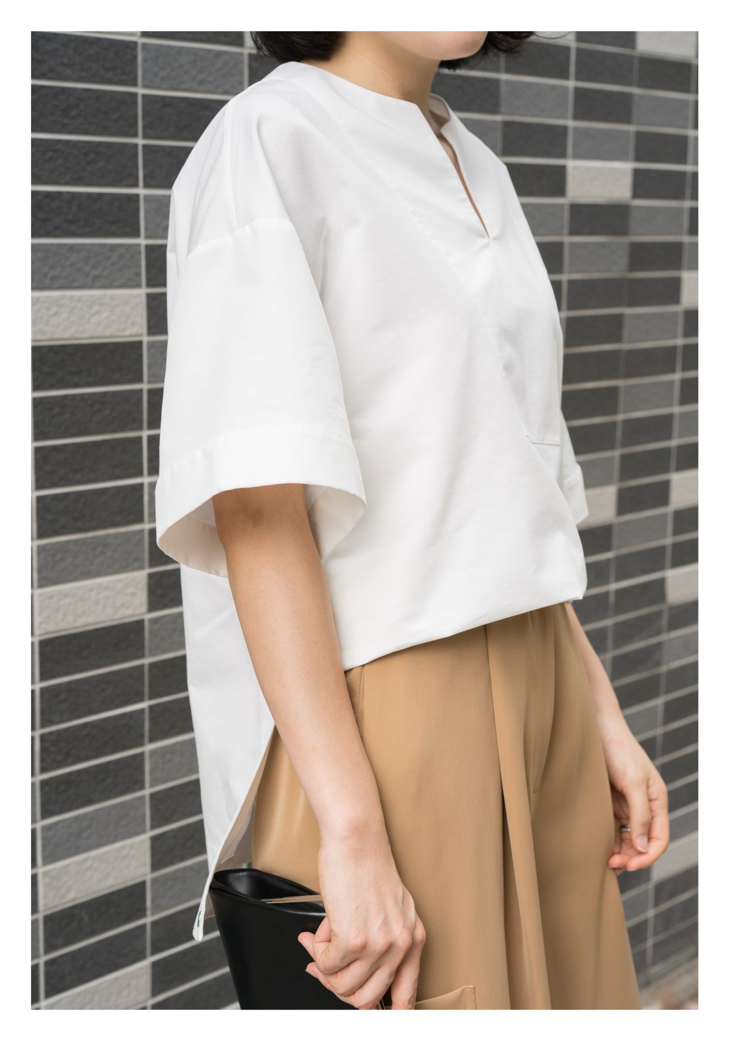 Open Collar Step Blouse White - whoami