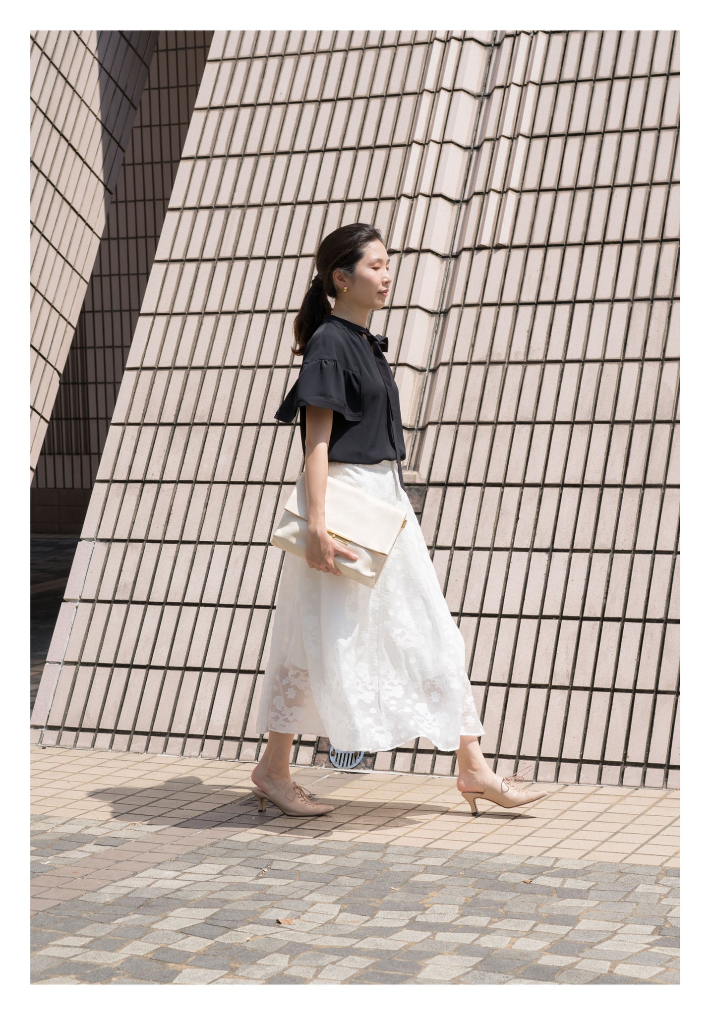 Open Collar Flare Sleeve Top Black - whoami